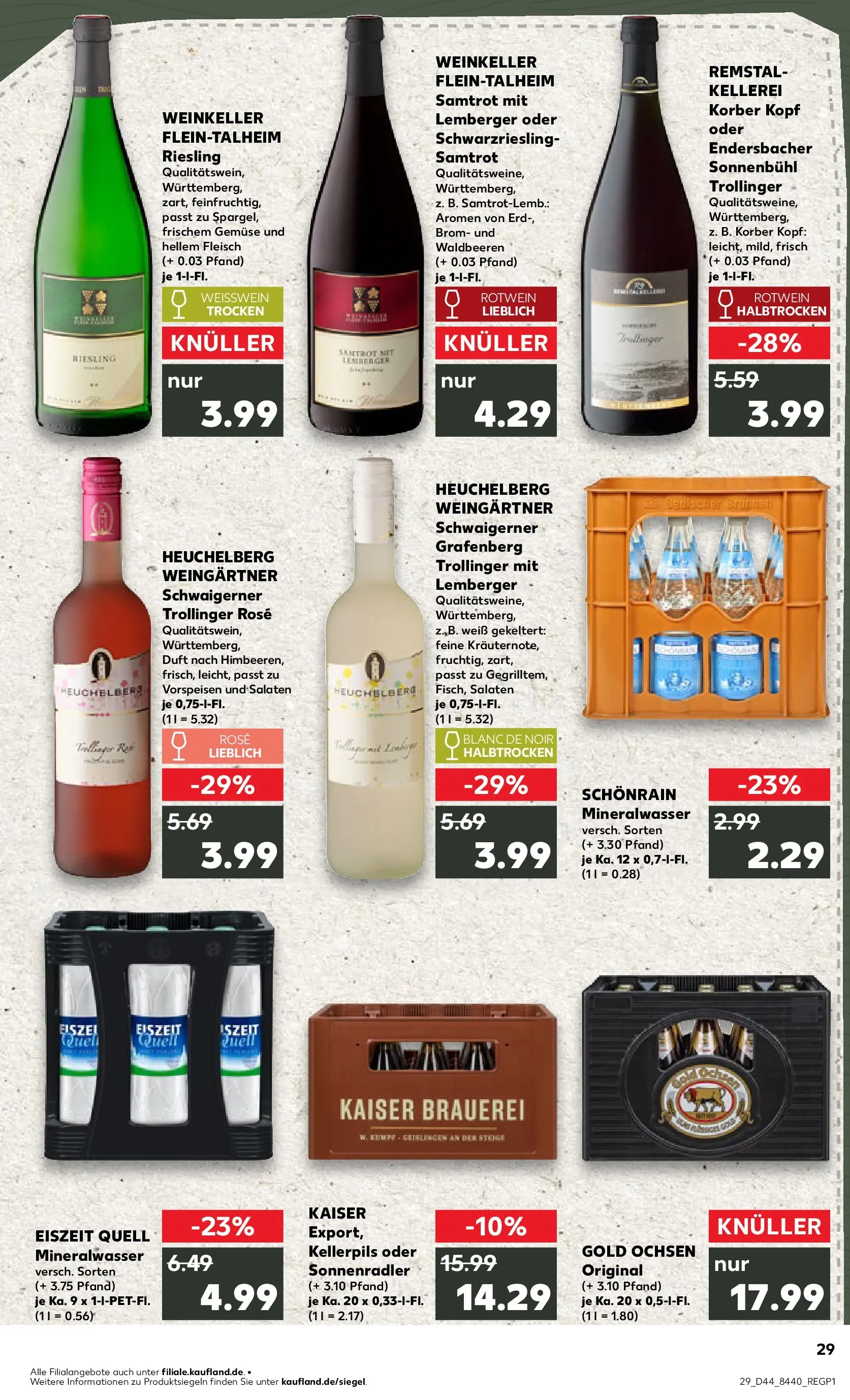 Prospekt Kaufland ab 03.11.2025 » Angebote Online zum Blättern | Seite: 29 | Produkte: Rotwein, Duft, Mineralwasser, Gemüse