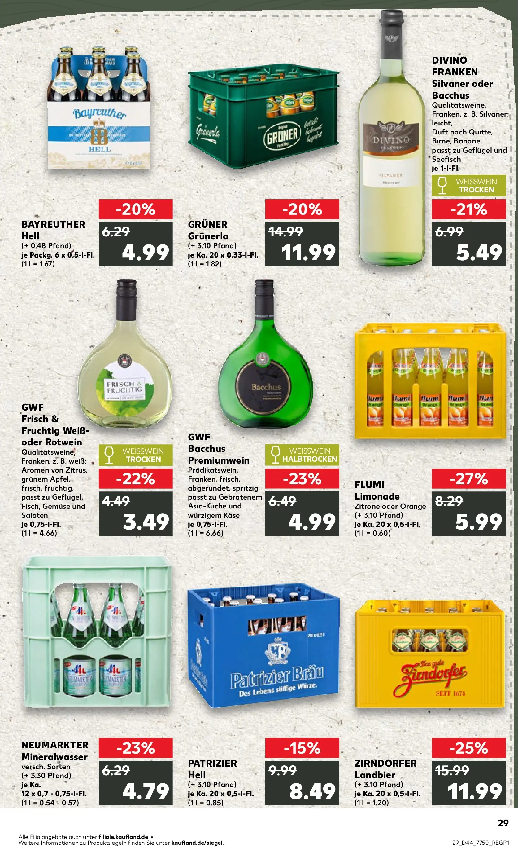 Prospekt Kaufland ab 03.11.2025 » Angebote Online zum Blättern | Seite: 29 | Produkte: Rotwein, Duft, Mineralwasser, Gemüse
