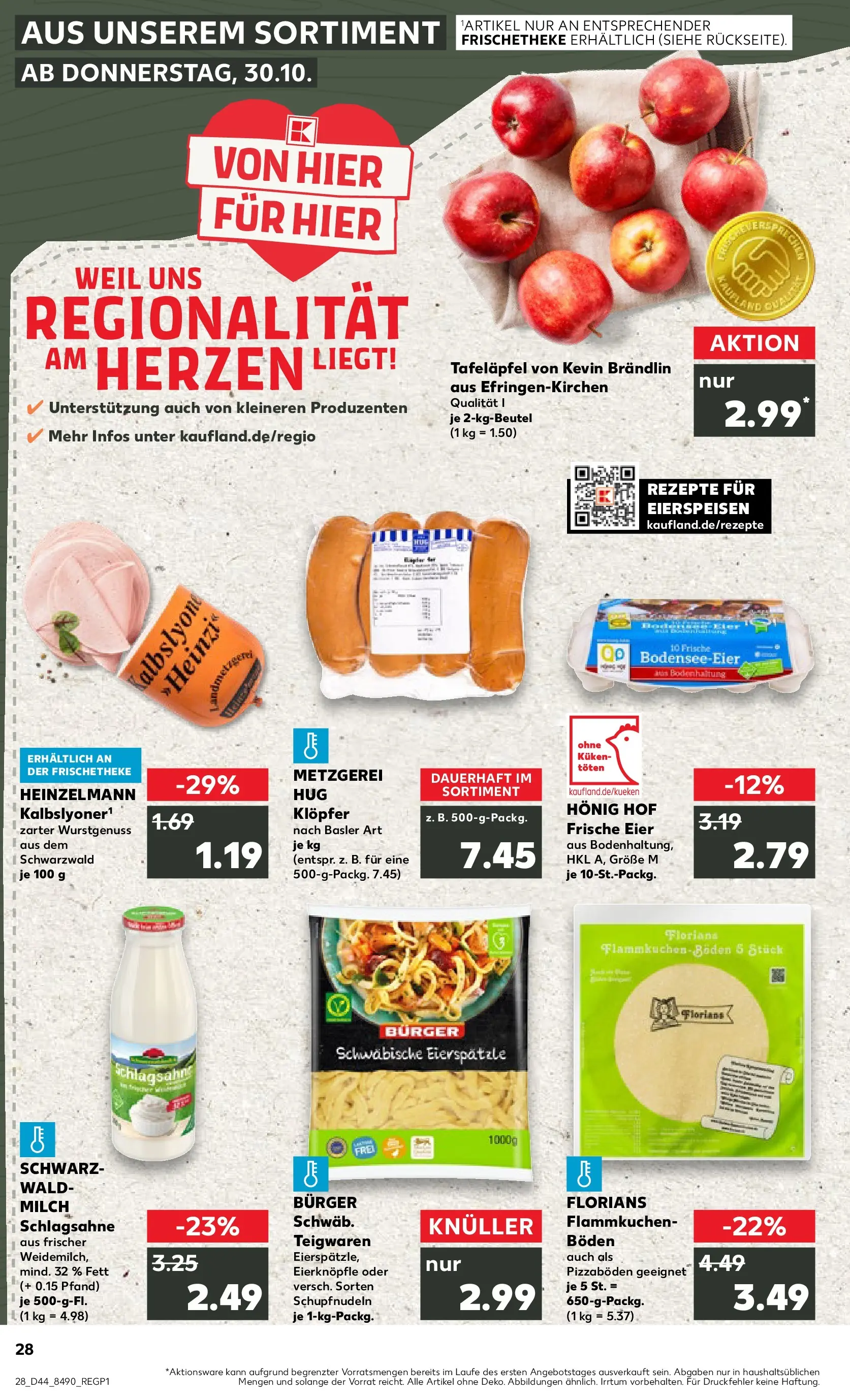 Prospekt Kaufland ab 03.11.2025 » Angebote Online zum Blättern | Seite: 28 | Produkte: Schlagsahne, Milch, Eier, Pizza