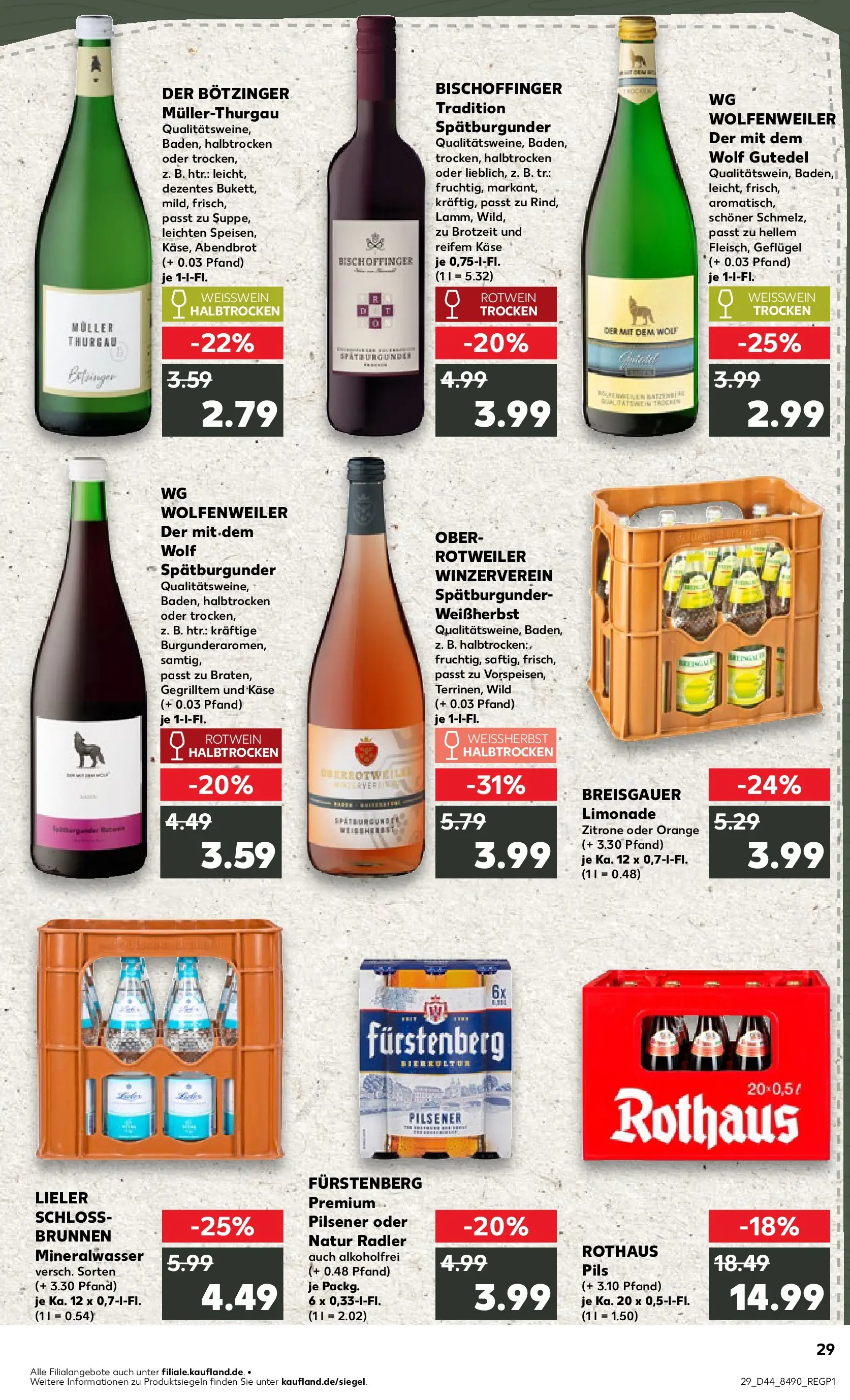 Prospekt Kaufland ab 03.11.2025 » Angebote Online zum Blättern | Seite: 29 | Produkte: Rotwein, Limonade, Mineralwasser, Radler
