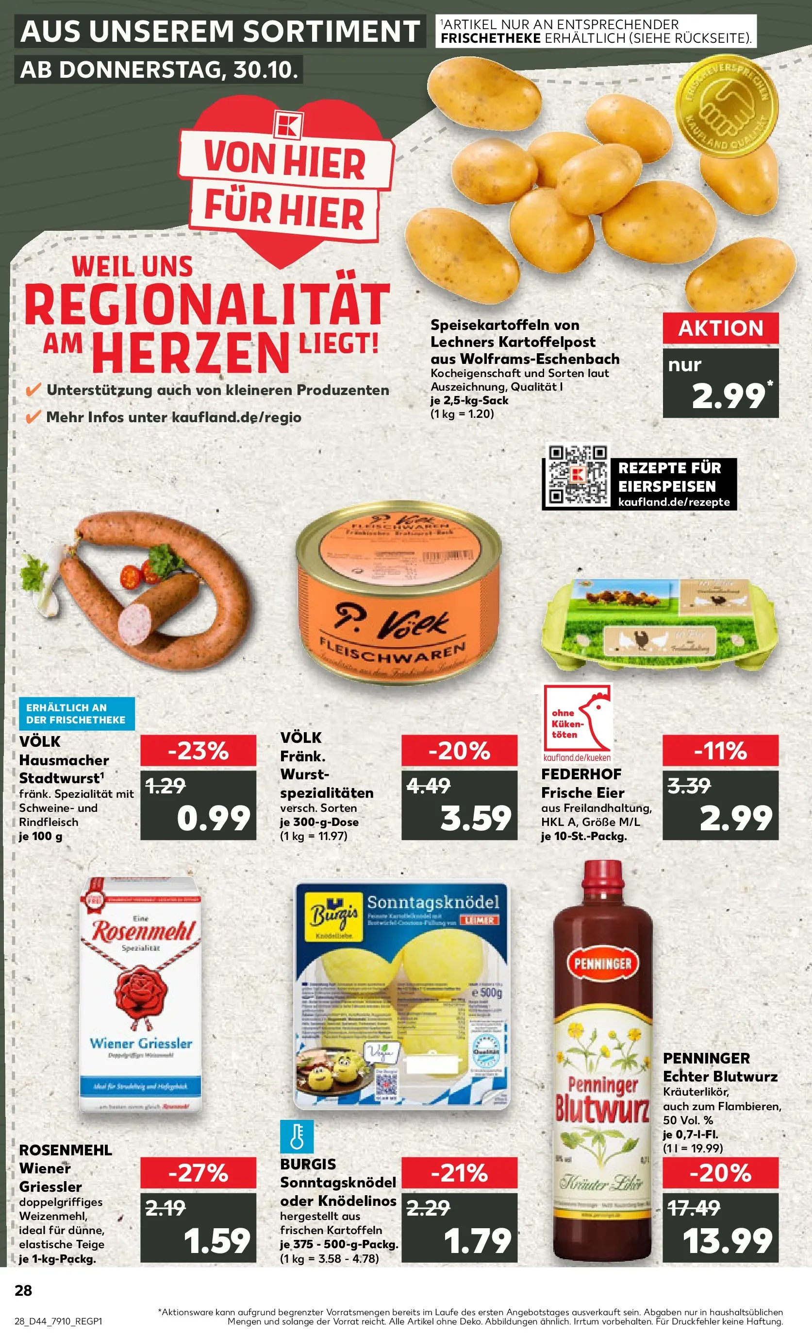 Prospekt Kaufland ab 03.11.2025 » Angebote Online zum Blättern | Seite: 28 | Produkte: Eier, Kartoffeln, Wurst, Rindfleisch