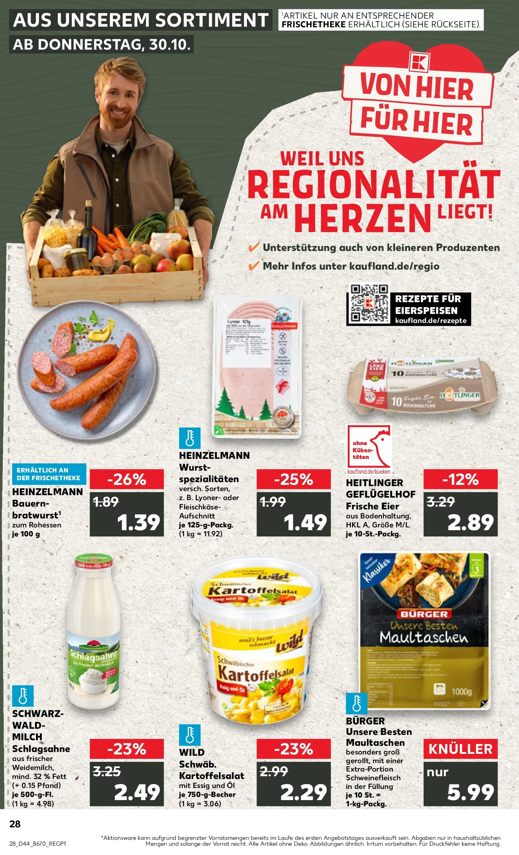 Prospekt Kaufland ab 03.11.2025 » Angebote Online zum Blättern | Seite: 28 | Produkte: Eier, Öl, Schweinefleisch, Maultaschen