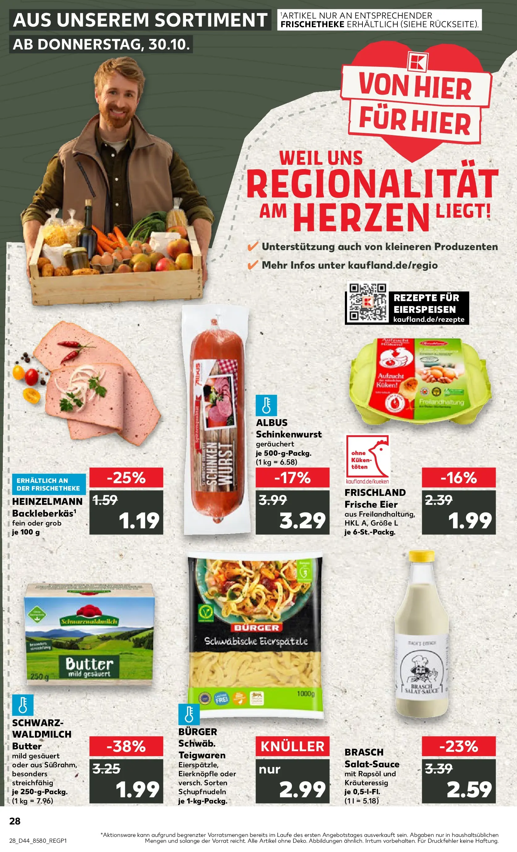 Prospekt Kaufland ab 03.11.2025 » Angebote Online zum Blättern | Seite: 28 | Produkte: Butter, Eier, Burger, Wurst