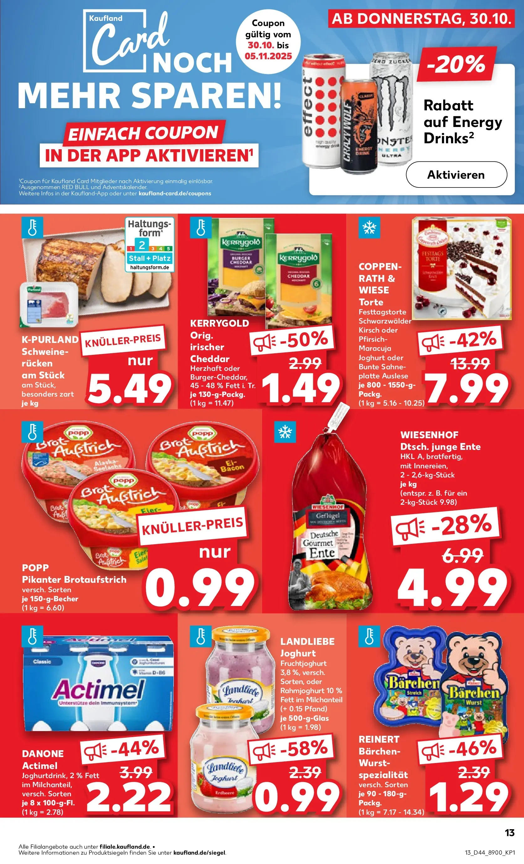 Prospekt Kaufland ab 03.11.2025 » Angebote Online zum Blättern | Seite: 13 | Produkte: Actimel, Energy, Joghurt, Brot