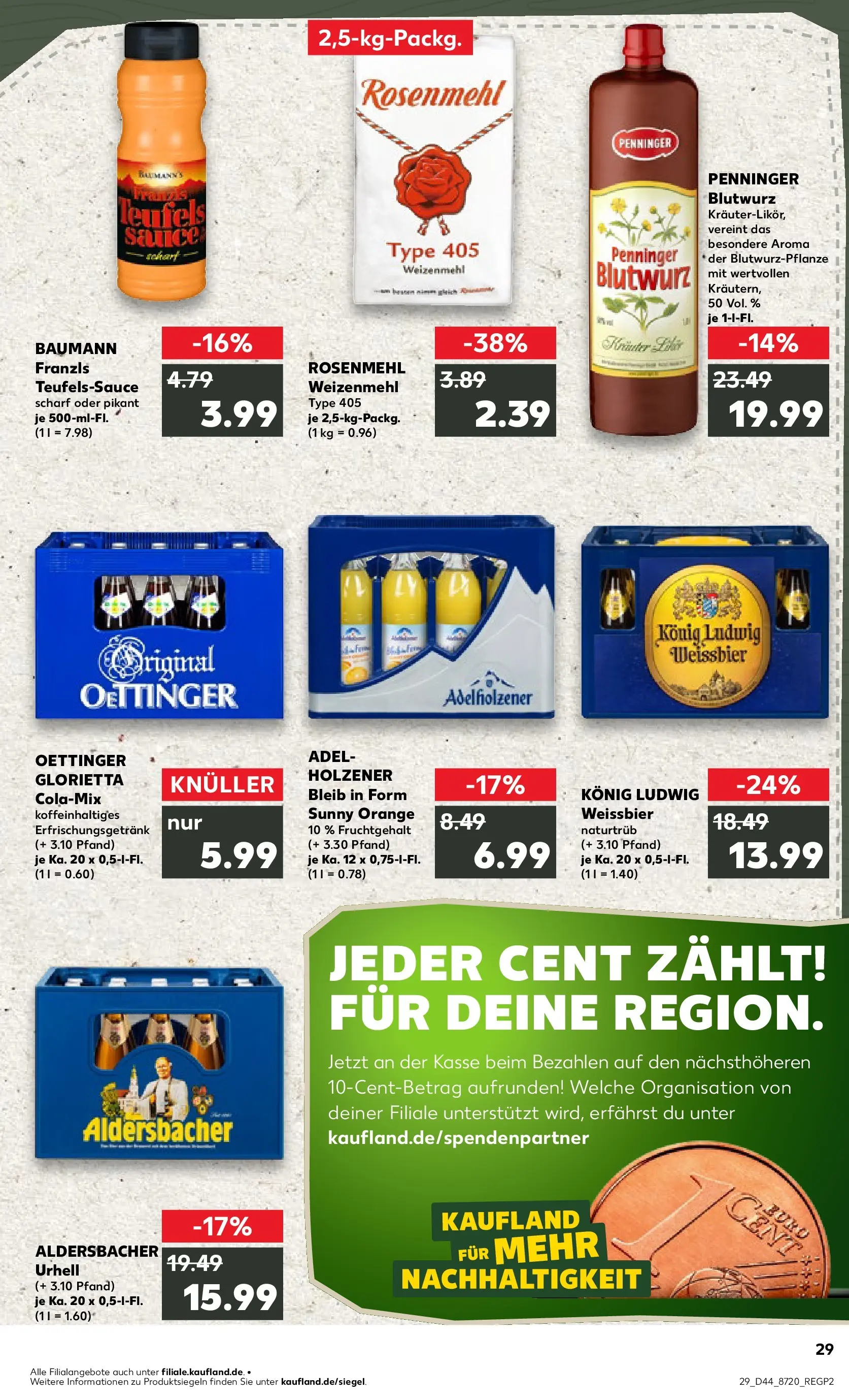 Prospekt Kaufland ab 03.11.2025 » Angebote und Werbung Online | Seite: 29 | Produkte: Cola, Weißbier, Weizenmehl, Oettinger Prospekt Kaufland ab 03.11.2025 » Angebote Online zum Blättern | Seite: 29 | Produkte: Cola, Weißbier, Weizenmehl, Oettinger