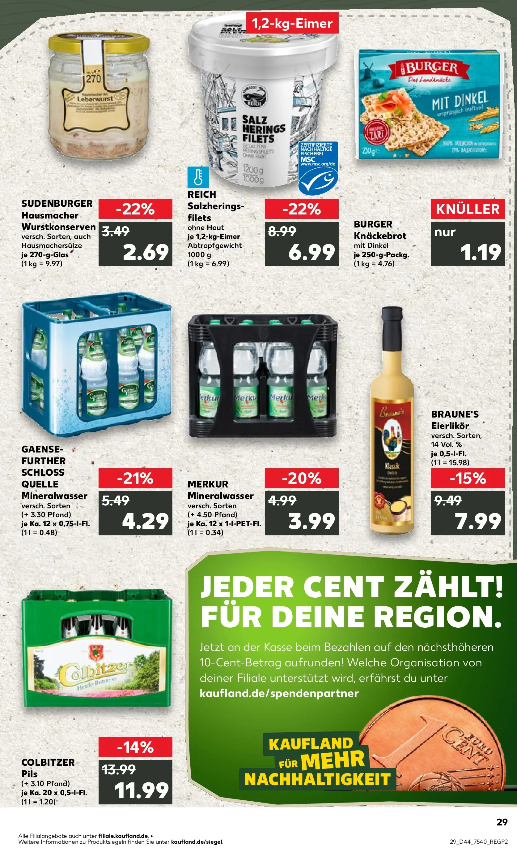 Prospekt Kaufland ab 03.11.2025 » Angebote Online zum Blättern | Seite: 29 | Produkte: Pils, Burger, Mineralwasser, Salz