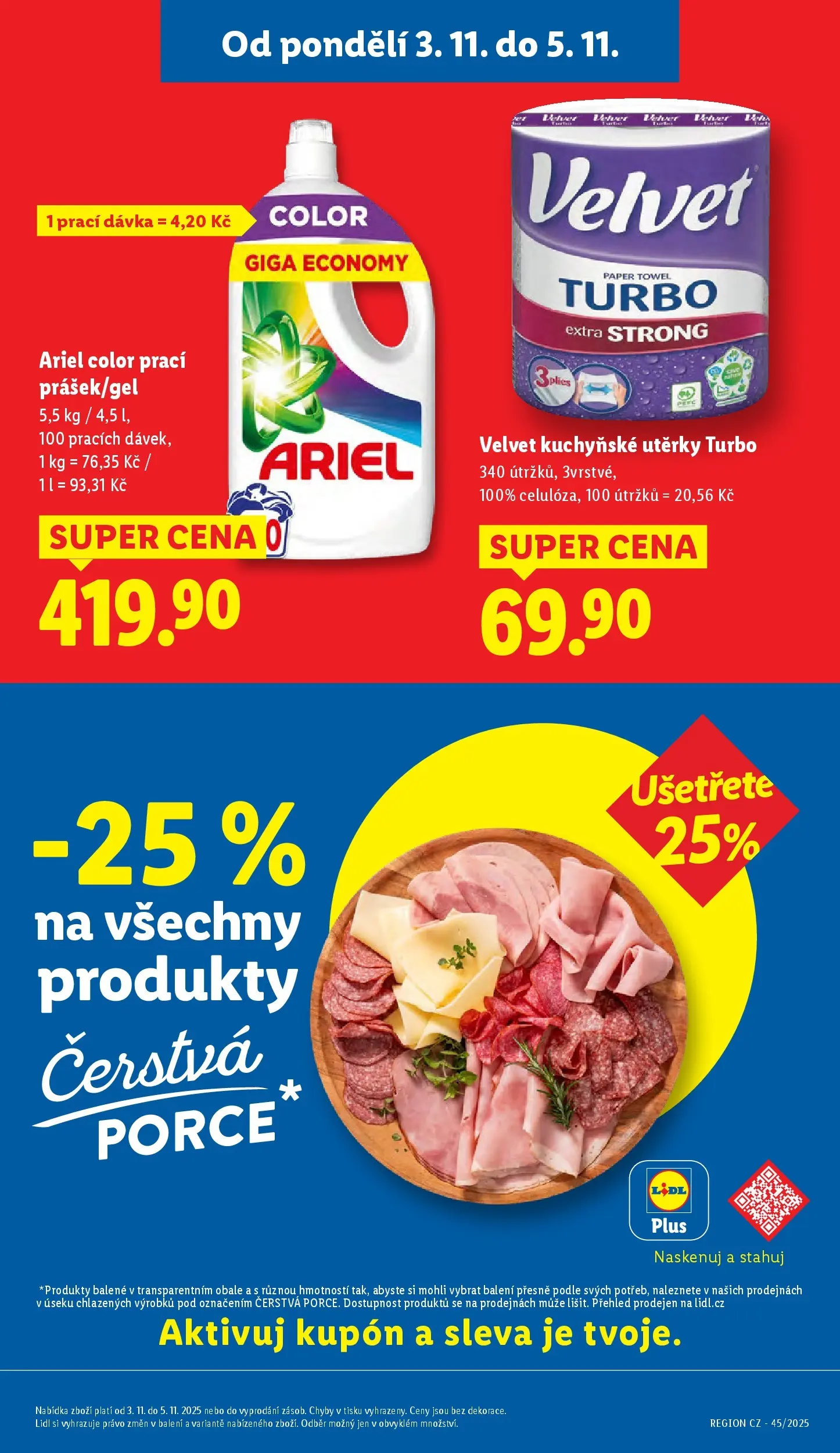 Lidl leták od 02.11.2025 - Nový akční leták | Strana: 3 | Produkty: Kuchyňské utěrky, Utěrky, Ariel, Velvet