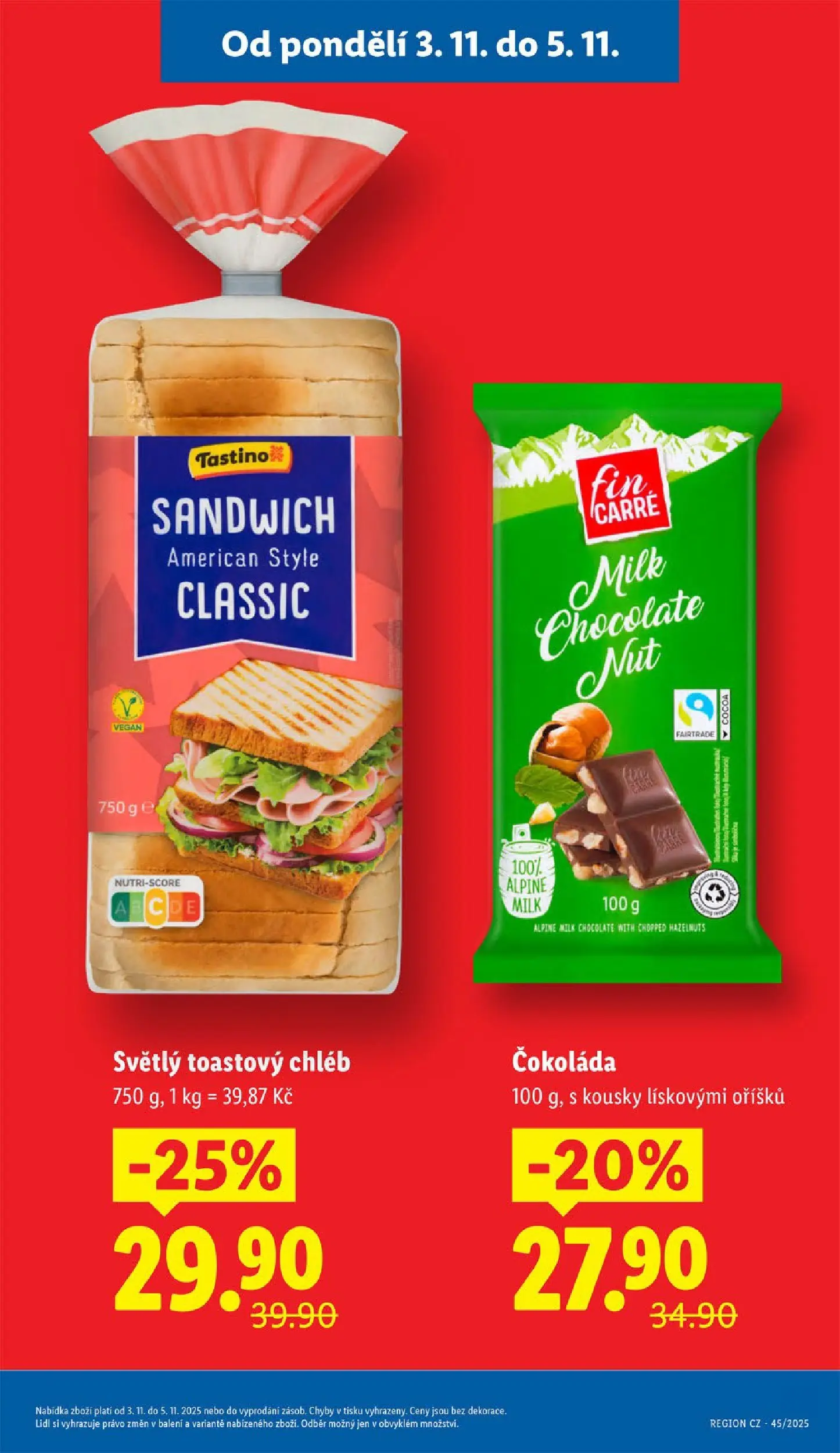 Lidl leták od 02.11.2025 - Nový akční leták | Strana: 5 | Produkty: Vegan, Chléb, Čokoláda, Milk chocolate