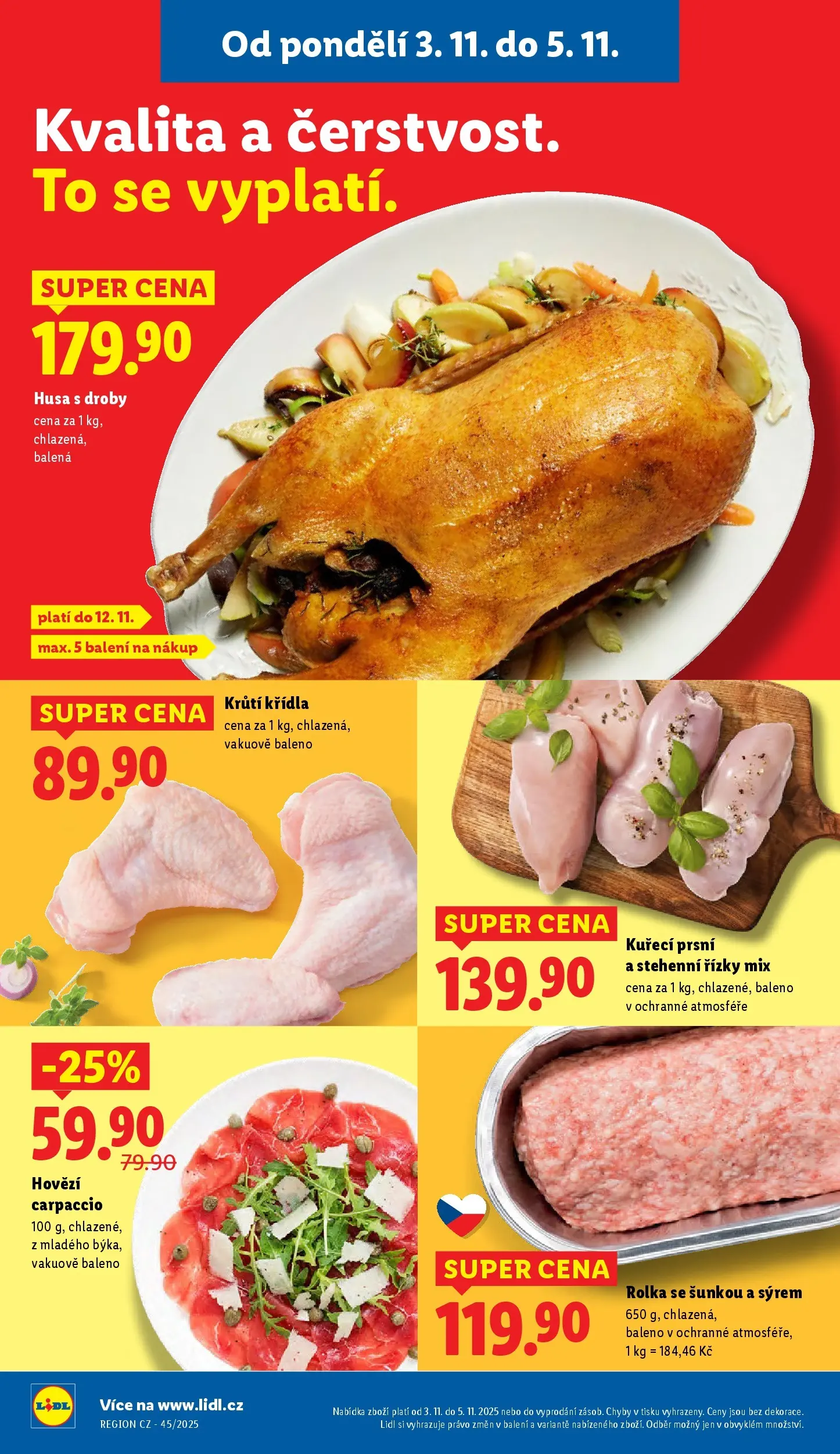 Lidl leták od 02.11.2025 - Nový akční leták | Strana: 12 | Produkty: Hovězí, Hovězí carpaccio, Stehenní řízky, Carpaccio