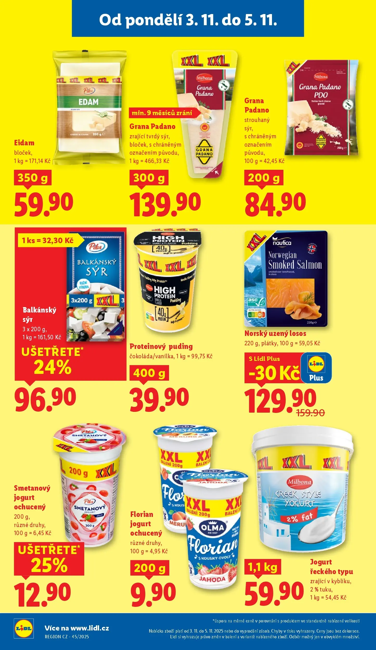 Lidl leták od 02.11.2025 - Nový akční leták | Strana: 16 | Produkty: Balkánský sýr, Milbona, Protein pudding, Grana Padano