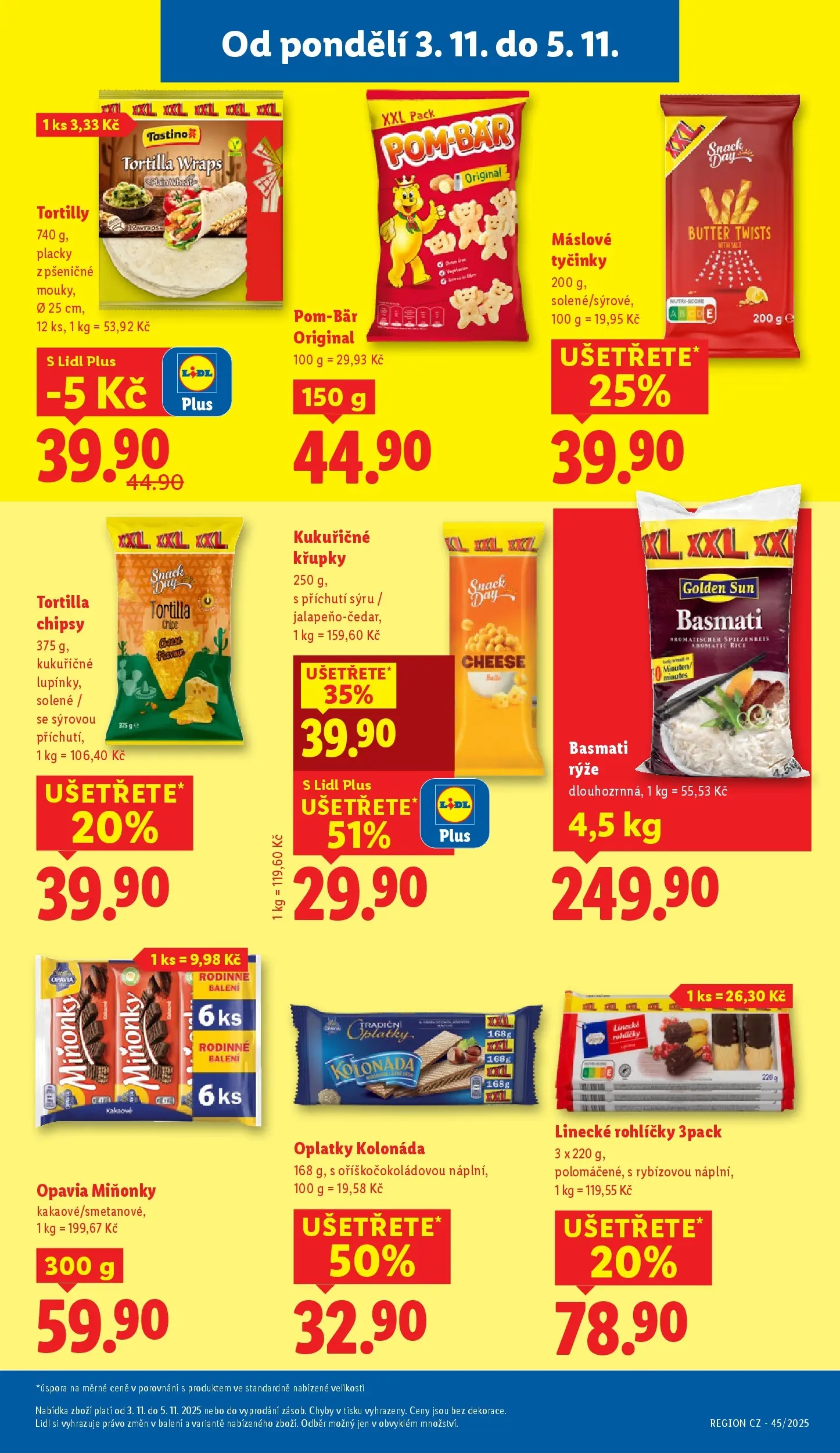 Lidl leták od 02.11.2025 - Nový akční leták | Strana: 17 | Produkty: Tyčinky, Linecké rohlíčky, Tortilla, Basmati rýže