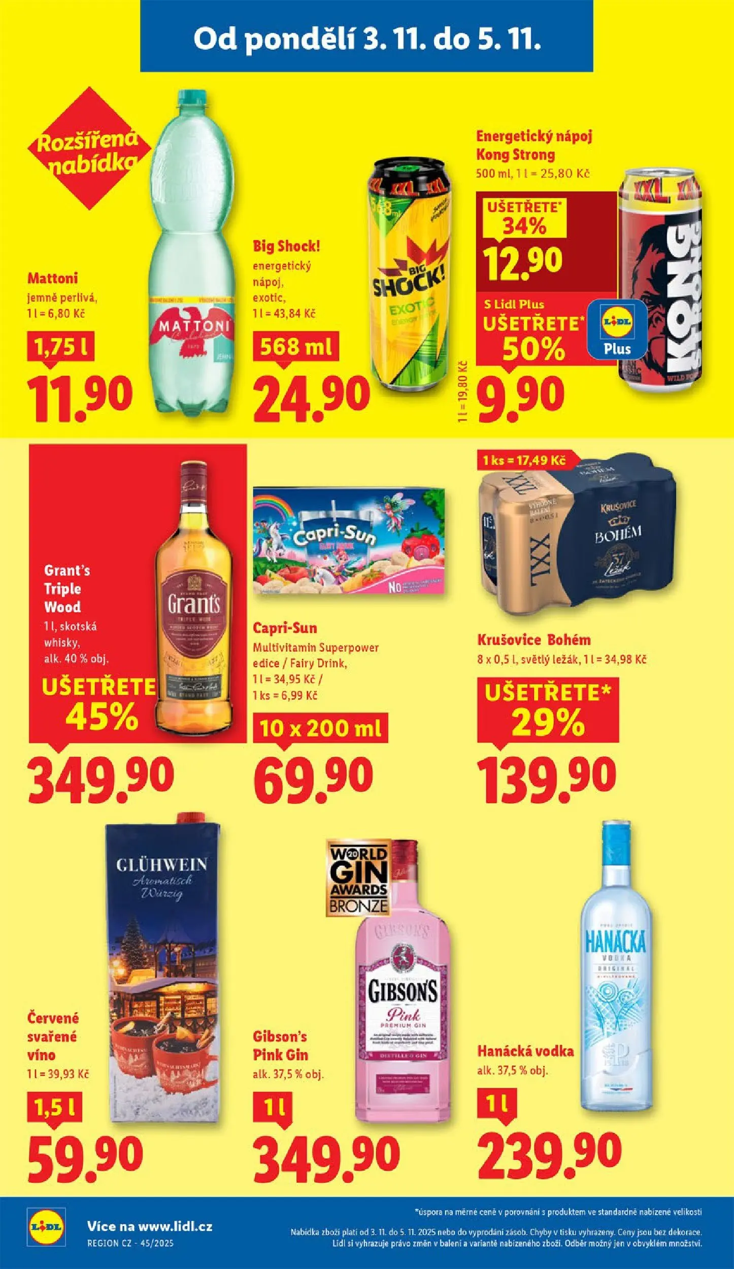 Lidl leták od 02.11.2025 - Nový akční leták | Strana: 22 | Produkty: Víno, Gin, Energetický nápoj, Krušovice