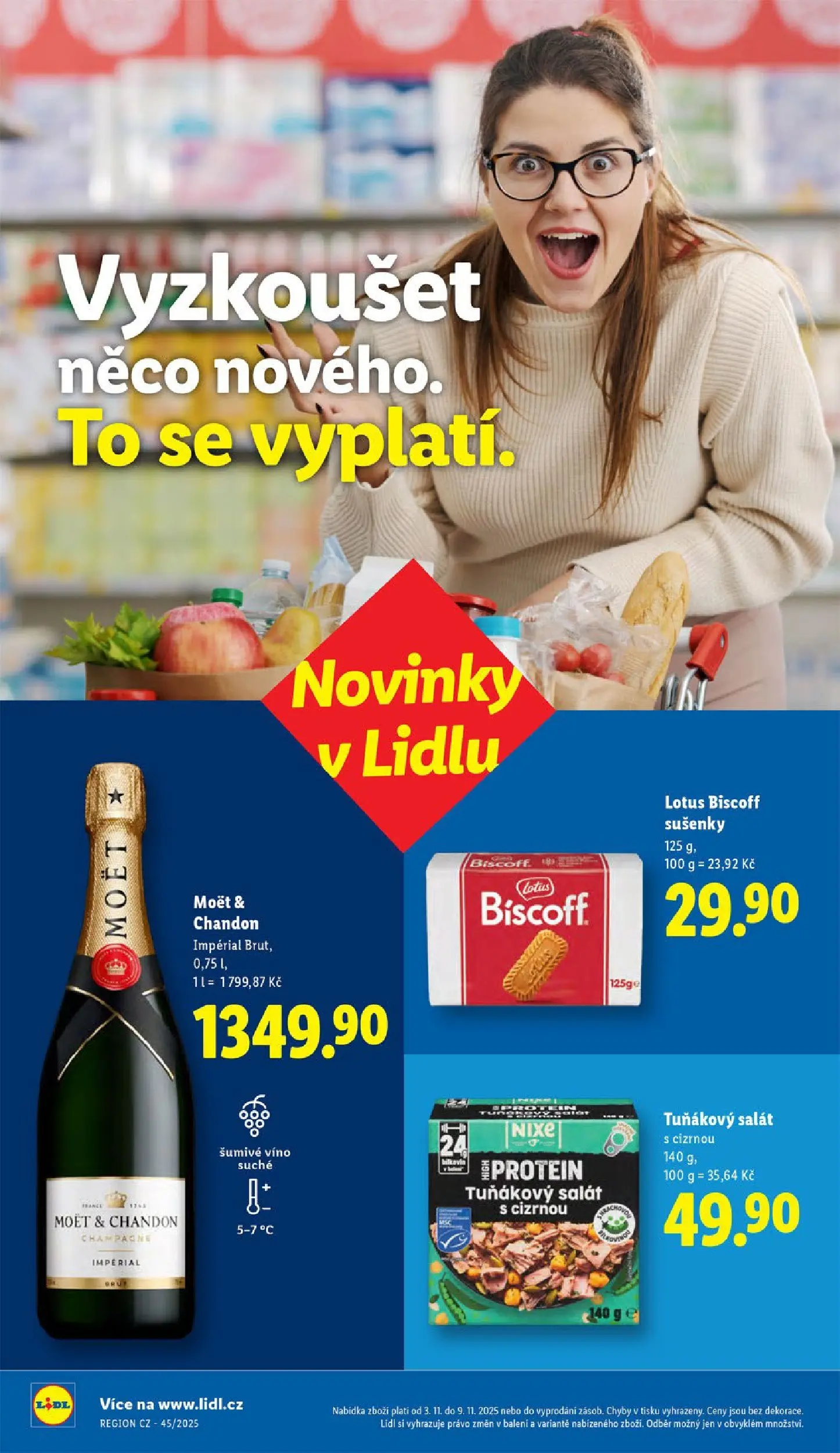 Lidl leták od 02.11.2025 - Nový akční leták | Strana: 50 | Produkty: Šumivé víno, Moët, Tuňákový salát, Sušenky