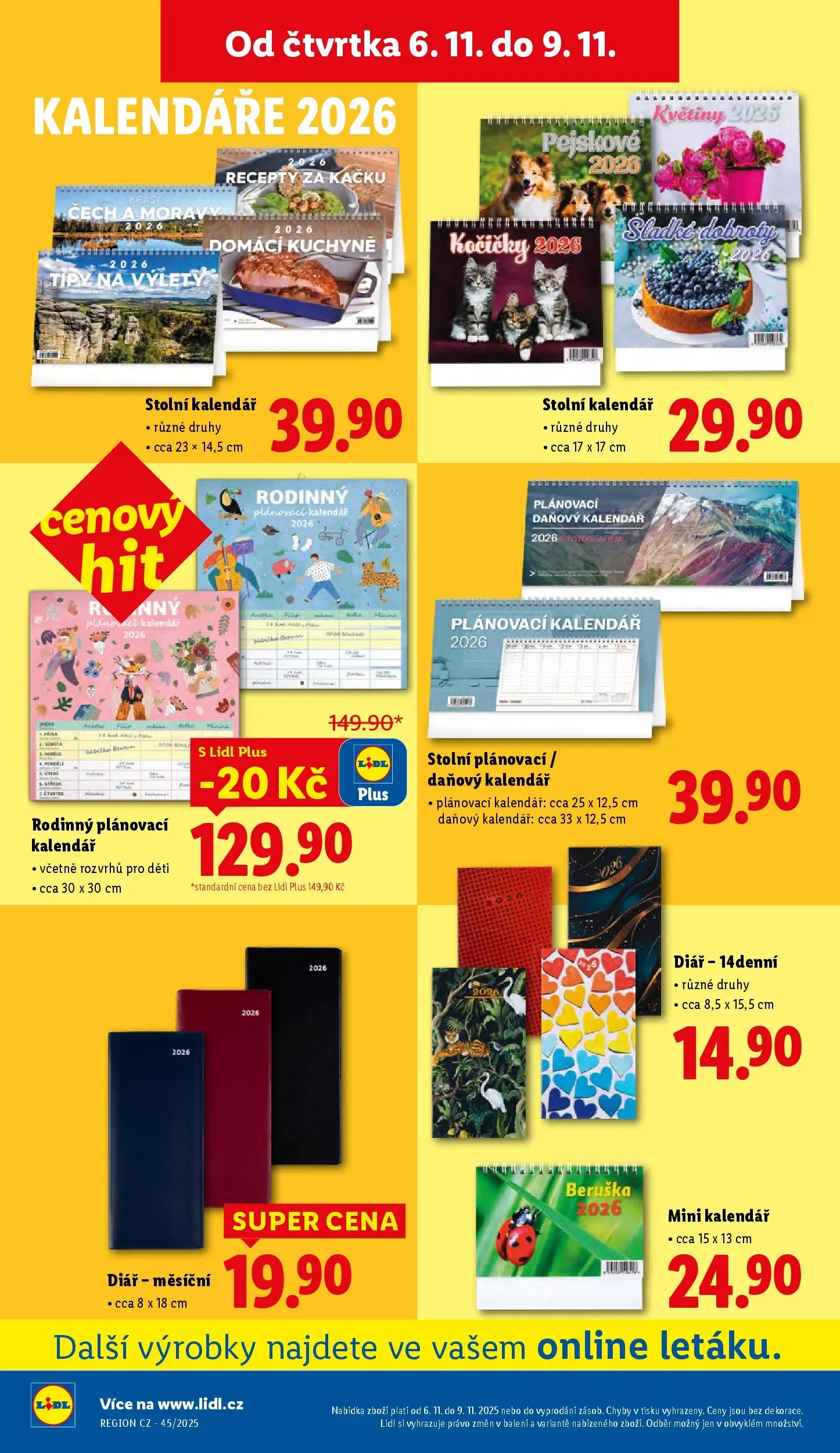 Lidl leták od 03.11.2025 - Nový akční leták | Strana: 40 | Produkty: Kalendář, Květiny, Kuchyně