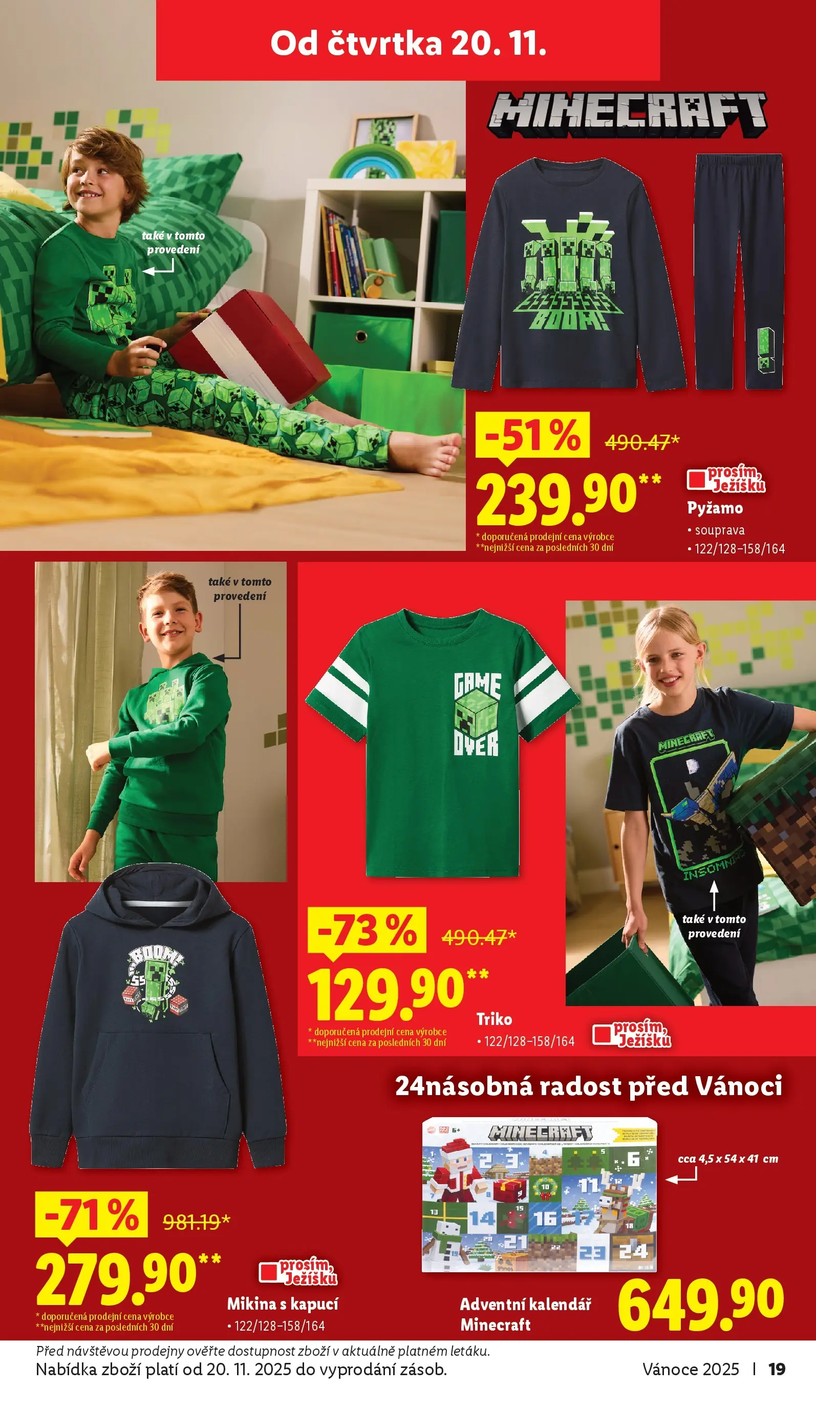 Lidl leták od 02.11.2025 - Nový akční leták | Strana: 19 | Produkty: Mikina, Pyžamo, Adventní kalendář, Kalendář