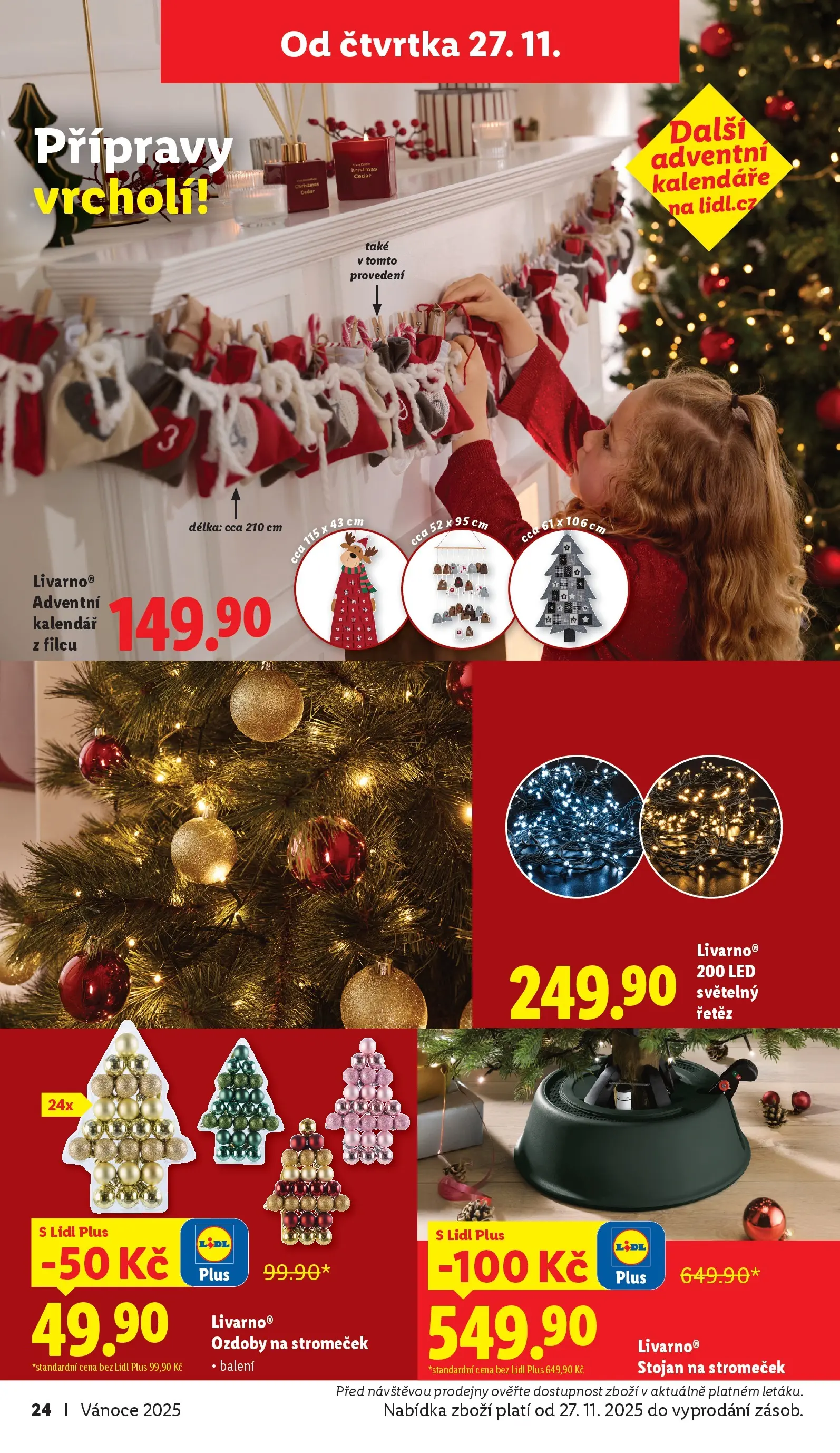 Lidl leták od 02.11.2025 - Nový akční leták | Strana: 24 | Produkty: Stojan na stromeček, Kalendář, Světelný řetěz, LED