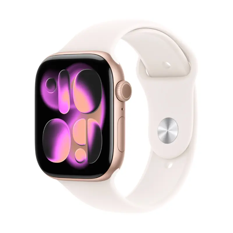 Смарт часовник APPLE WATCH S11 ROSE GOLD ALUMIN CASE LIGHT BLUSH SPORT BAND S/M MEV 46 MM, GPS, WLAN, ПУЛСОМЕР, SPO2