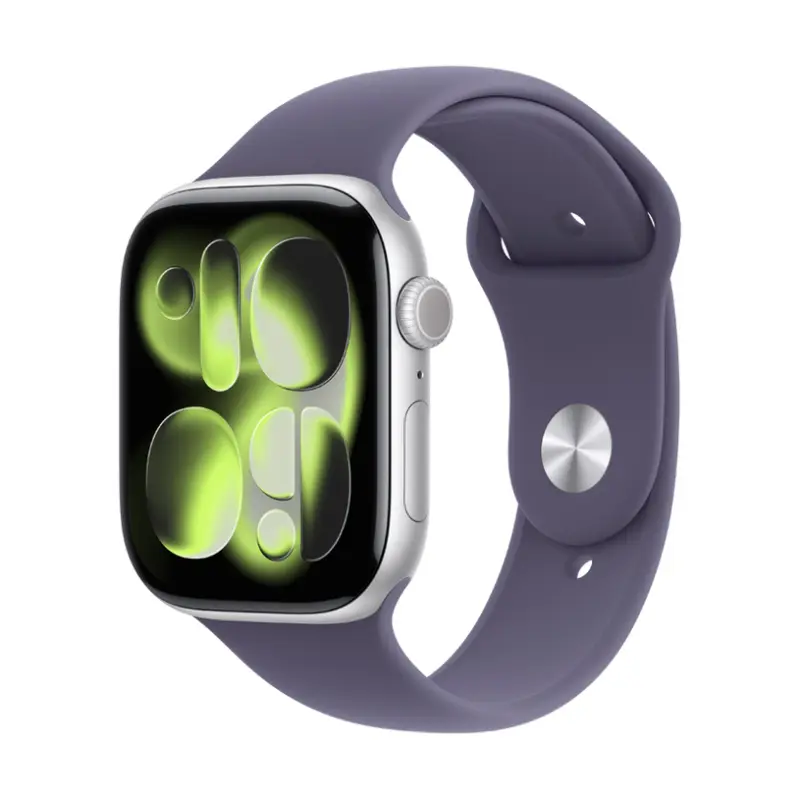 Смарт часовник APPLE WATCH S11 SILVER ALUMIN CASE PURPLE FOG SPORT BAND M/L MEVA 46 MM, GPS, WLAN, ПУЛСОМЕР, SPO2