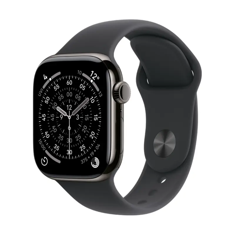 Смарт часовник APPLE WATCH S11 CELL SLATE TITAN CASE BLACK SPORT BAND M/L MFD24 46 MM, GPS, WLAN, ПУЛСОМЕР, SPO2