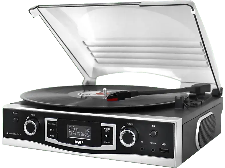 Soundmaster PL590SW Plattenspieler mit DAB+/UKW Stereoradio & Encoding; Kompaktanlage