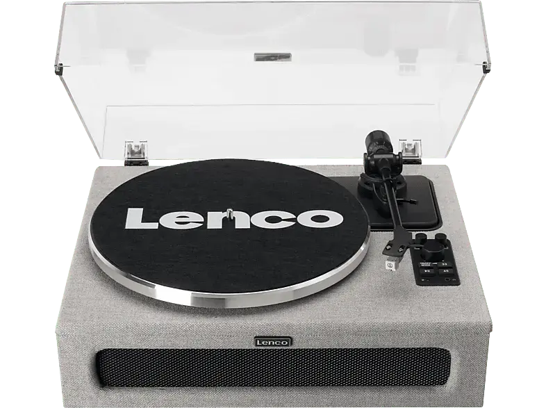 Lenco LS-440GY Plattenspieler mit 4 eingebauten Lautsprechern, Grau