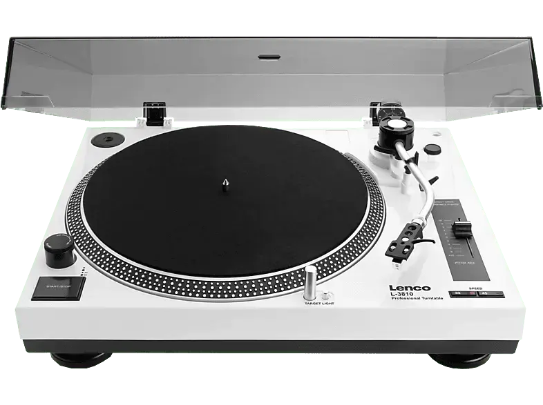 Lenco L-3810WH Plattenspieler mit Direktantrieb - Pitch Control, Weiß