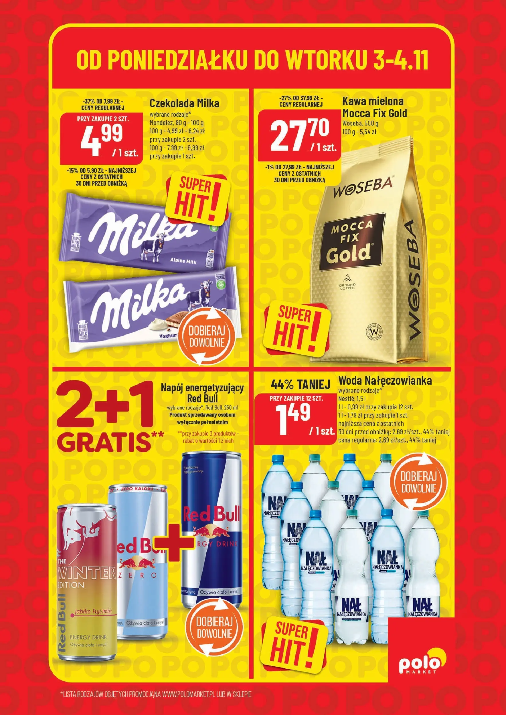 Nowa POLOmarket gazetka od jutra 03.11.2025 (PDF) | Strona: 5 | Produkty: Red bull, Por, Kawa, Czekolada
