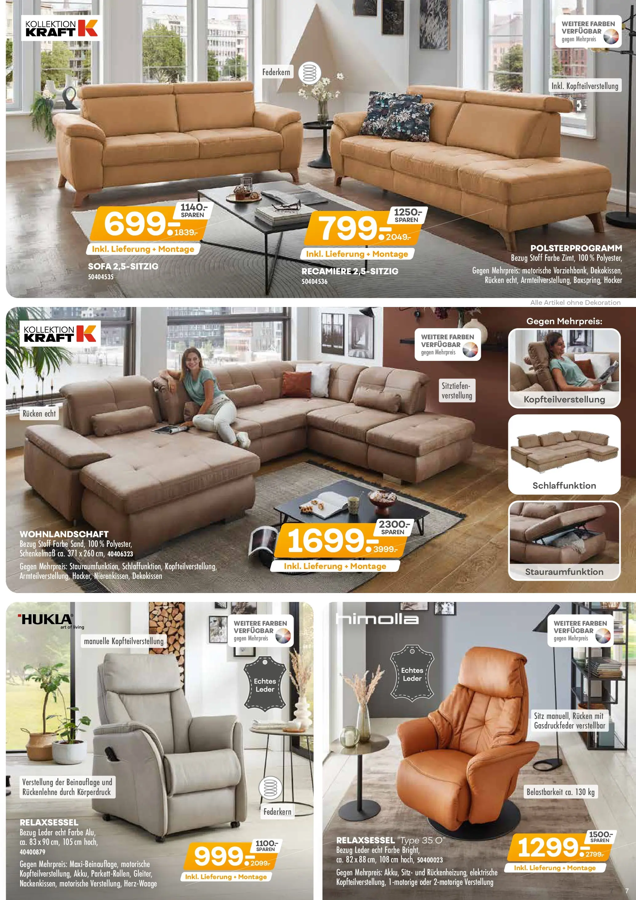 Möbel Kraft - Möbel Kraft (ab 04.11.2025) zum Blättern | Seite: 7 | Produkte: Wohnlandschaft, Hocker, Relaxsessel, Sofa