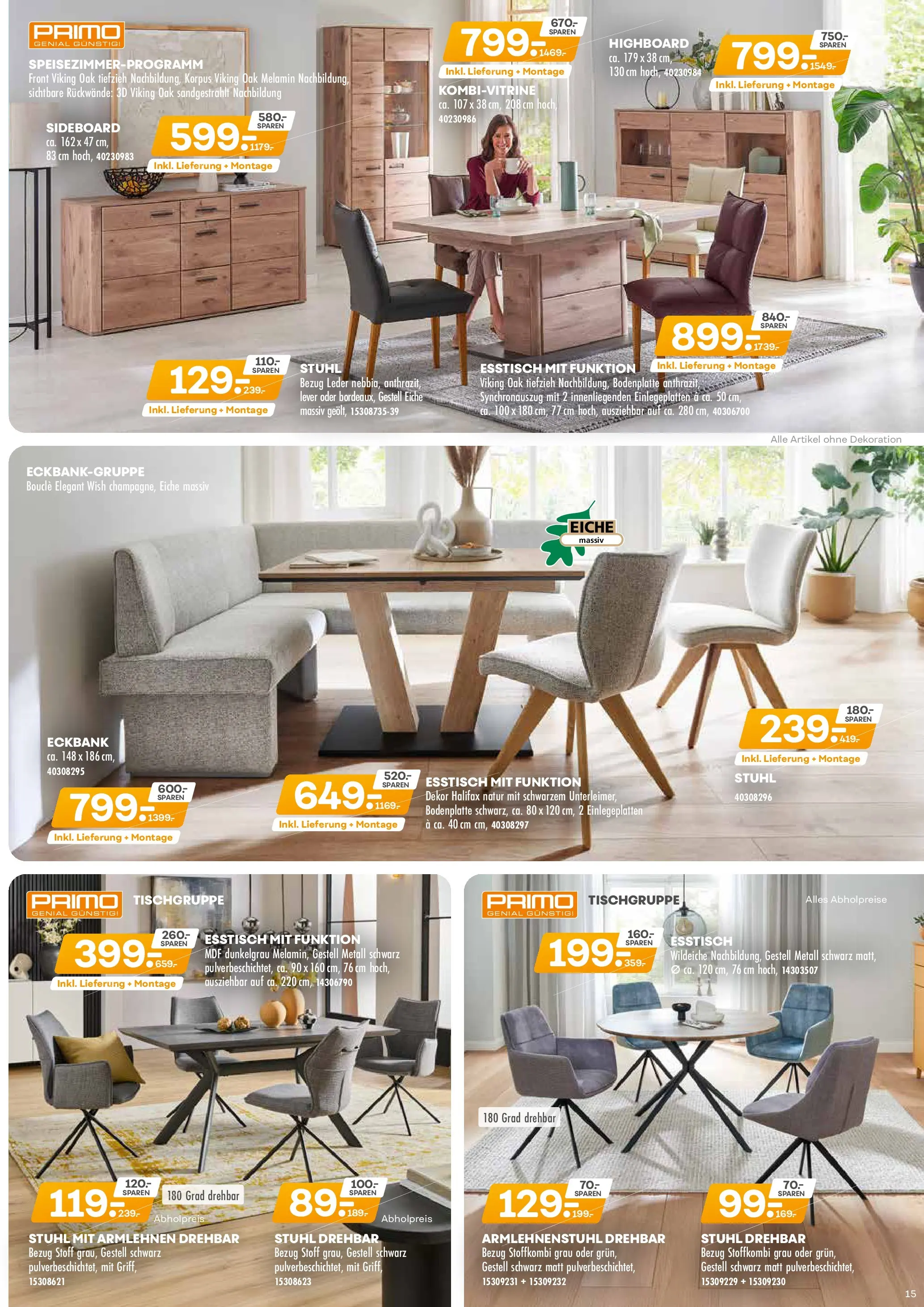 Möbel Kraft - Möbel Kraft (ab 04.11.2025) zum Blättern | Seite: 15 | Produkte: Sideboard, HIghboard, Eckbank, Stuhl