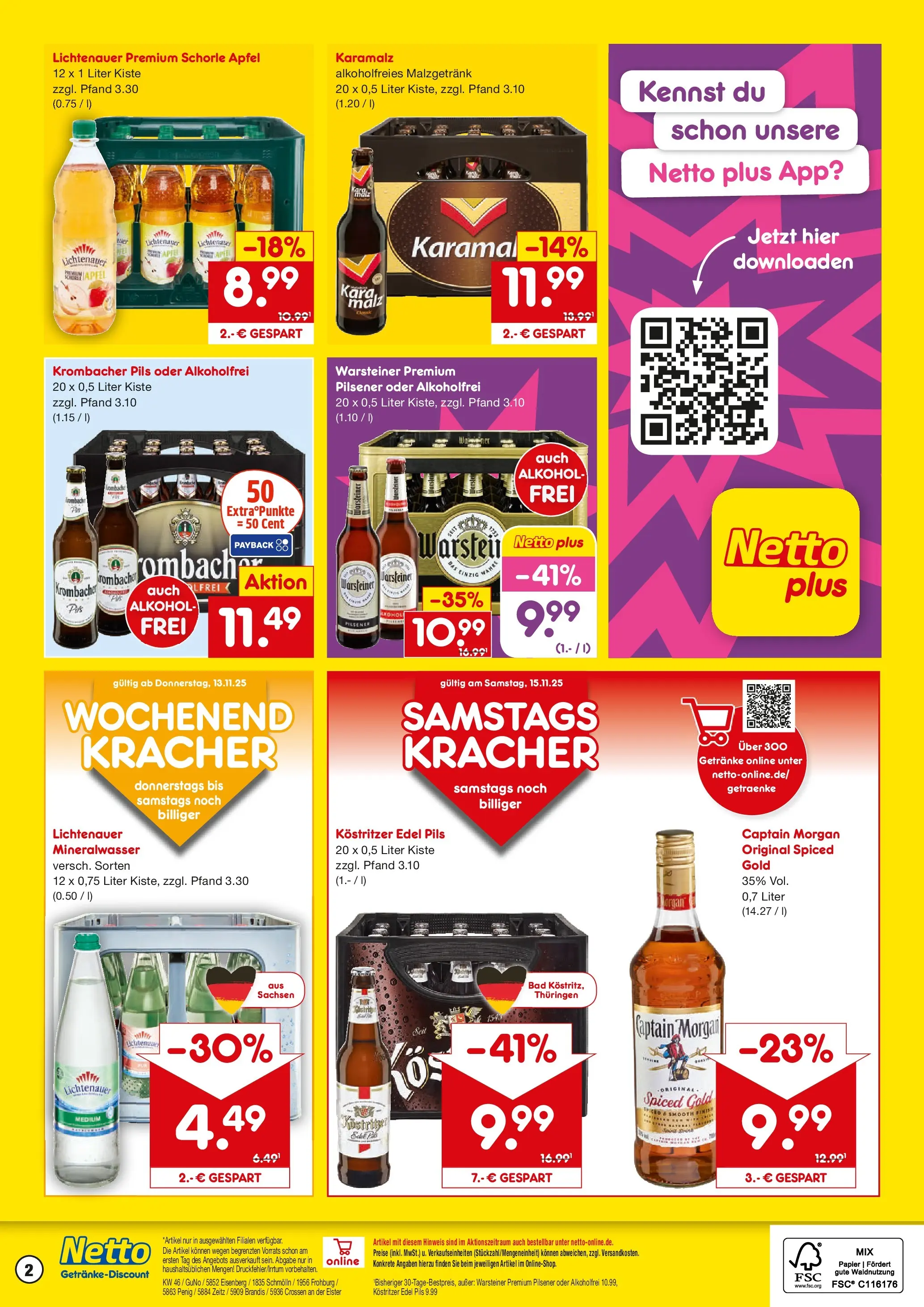 Netto Marken-Discount prospekt Penig	 (ab 10.11.2025) » Angebote | Seite: 2 | Produkte: Kostritzer, Pils, Mineralwasser, Krombacher