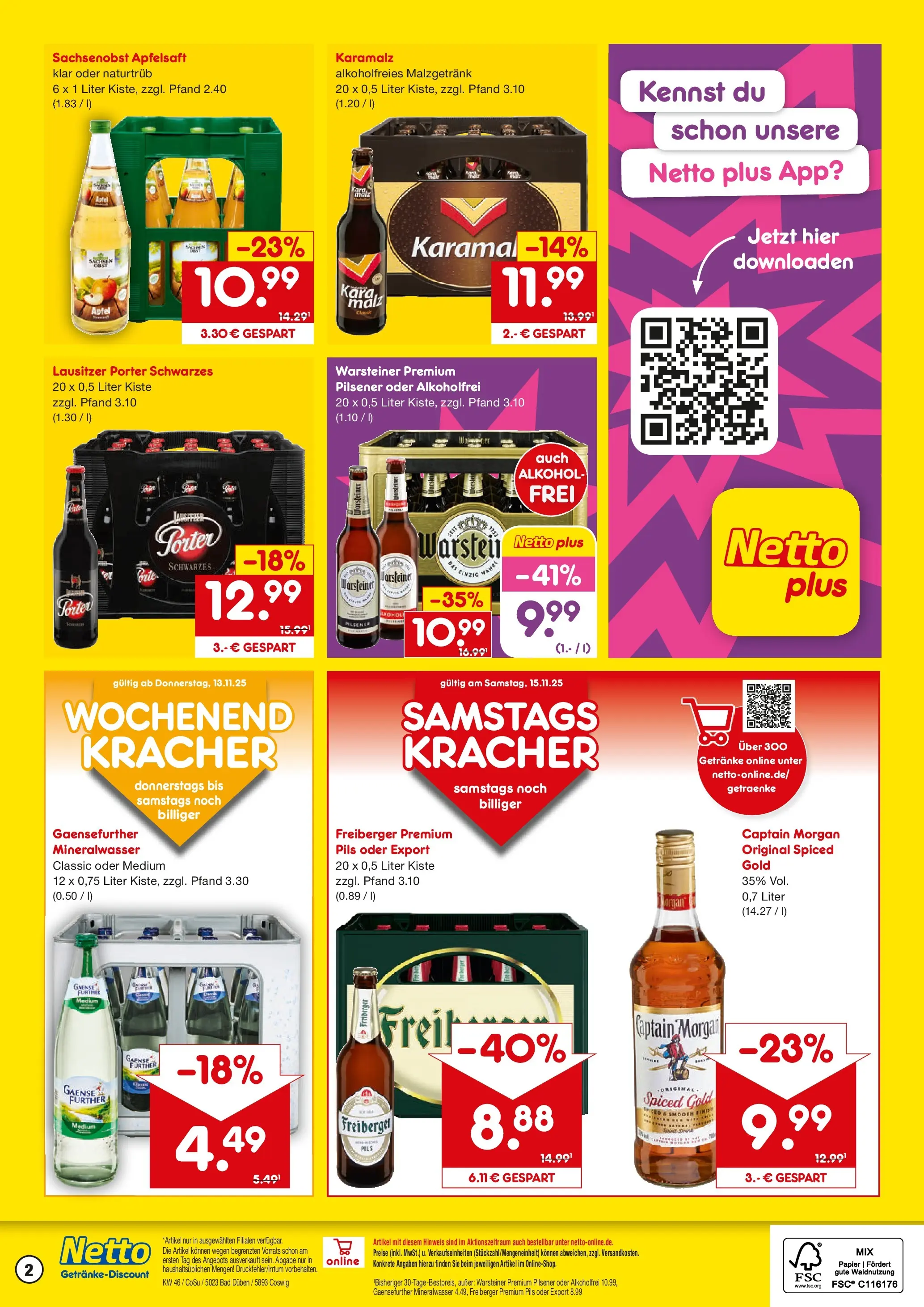 Netto Marken-Discount prospekt Bad Düben	 (ab 10.11.2025) » Angebote | Seite: 2 | Produkte: Bad, Äpfel, Mineralwasser, Warsteiner