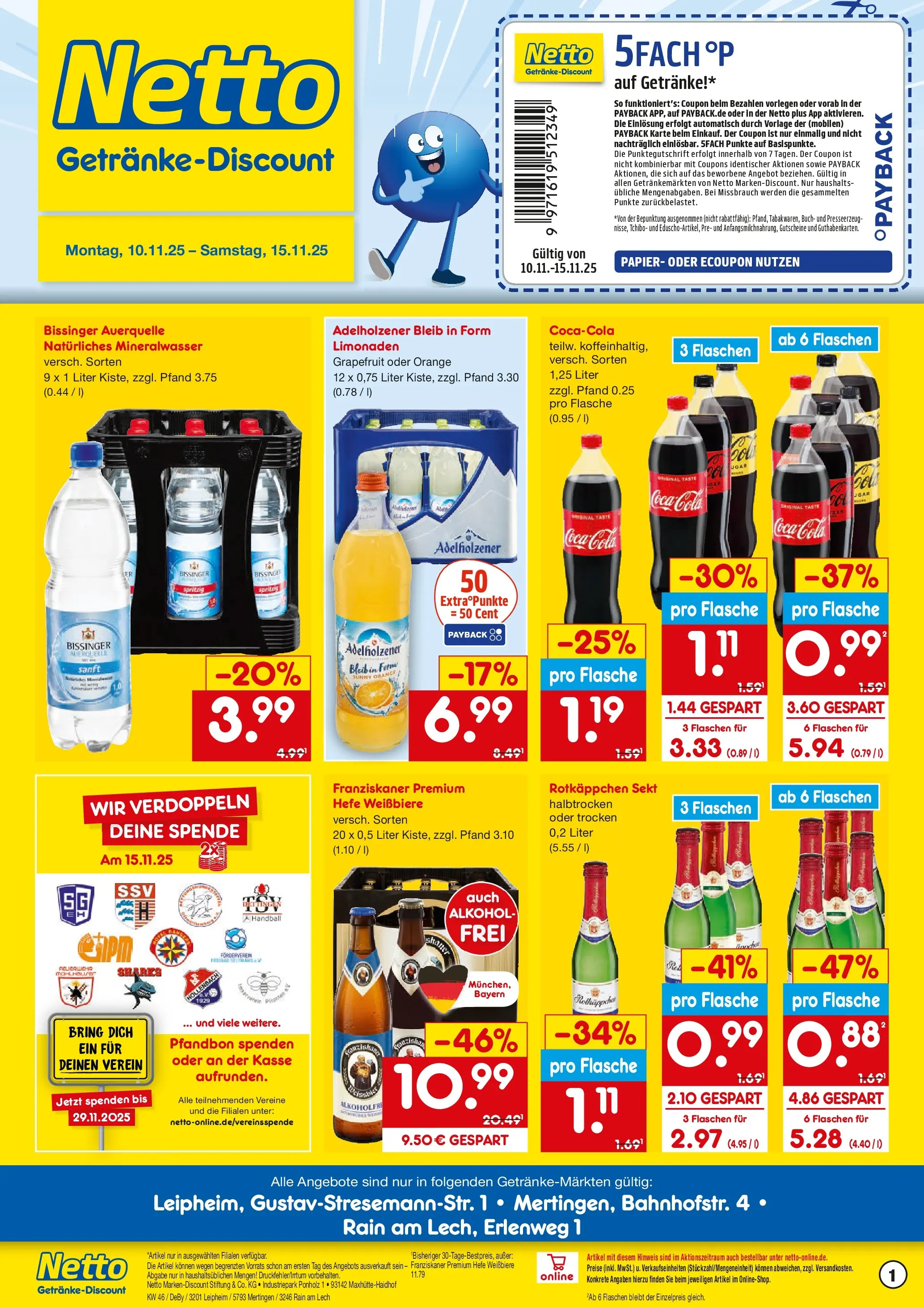 Netto Marken-Discount prospekt Leipheim	 (ab 10.11.2025) » Angebote | Seite: 1 | Produkte: Rotkappchen sekt, Cola, Handball, Grapefruit