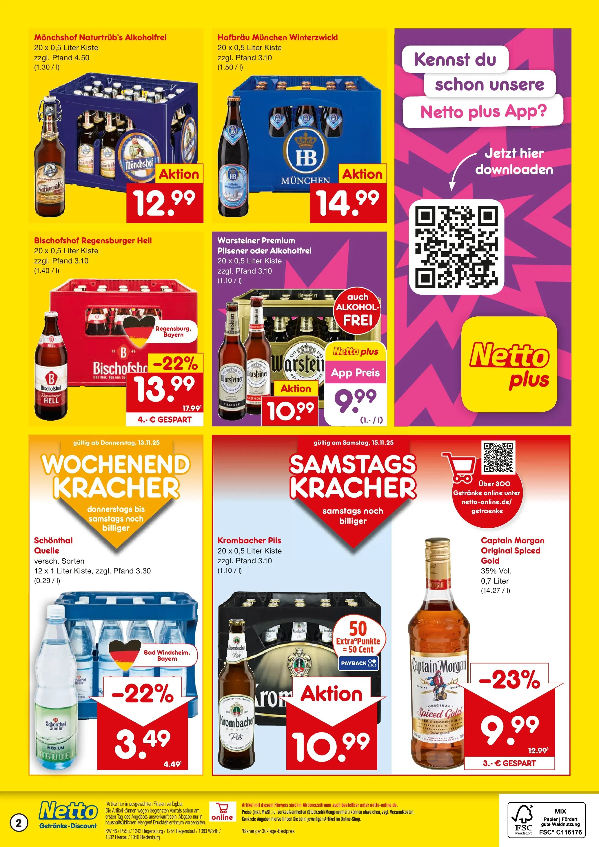 Netto Marken-Discount prospekt Wörth-Donau	 (ab 10.11.2025) » Angebote | Seite: 2 | Produkte: Monchshof, Bad, Pils, Finish