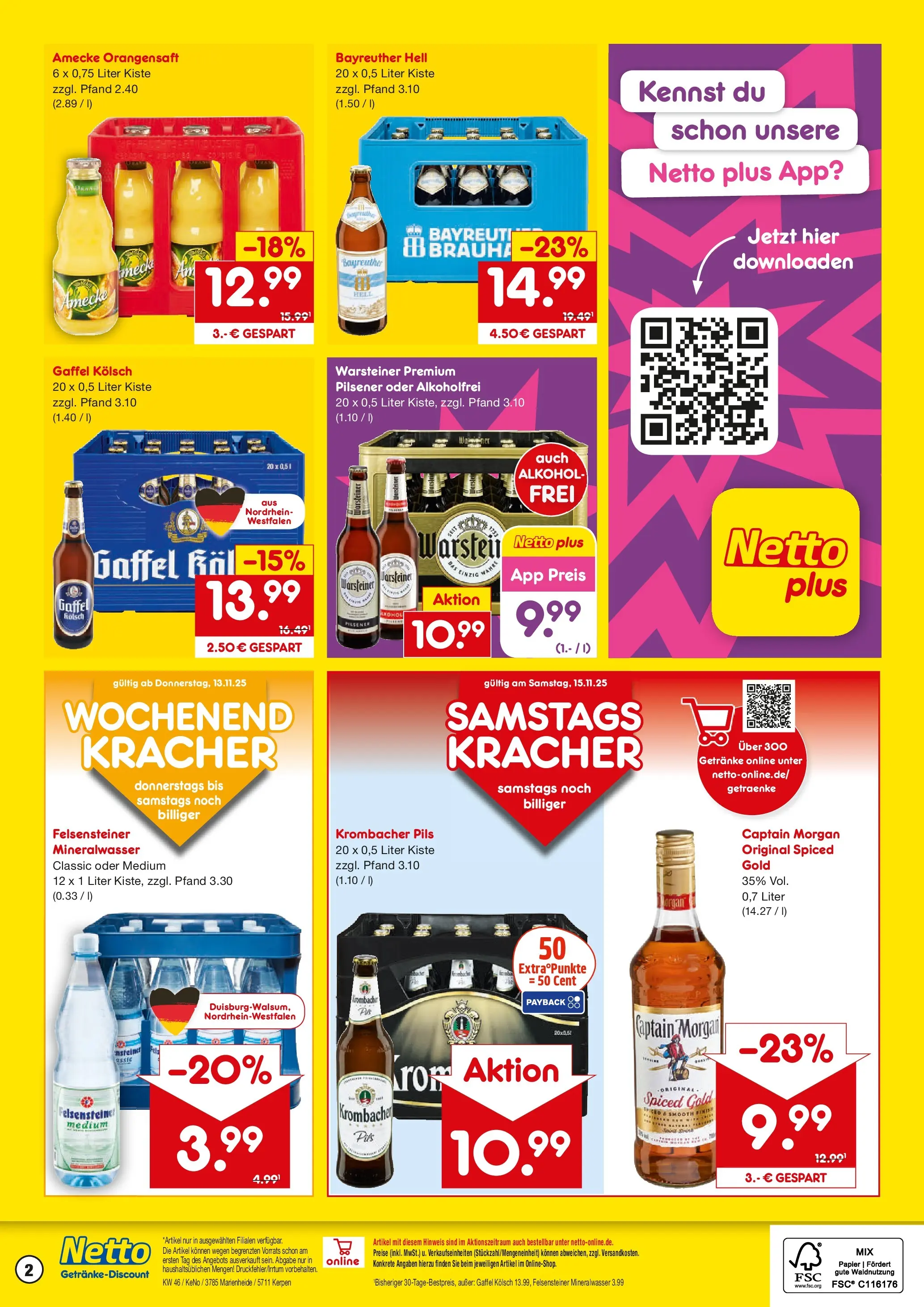Netto Marken-Discount prospekt Kerpen	 (ab 10.11.2025) » Angebote | Seite: 2 | Produkte: Pils, Orangensaft, Warsteiner, Krombacher