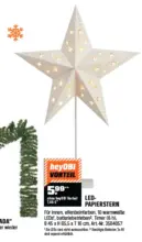 OBI Papierstern mit LEDs 46,5 cm x 15 cm x 65,5 cm Weiß - bis 30.11.2025