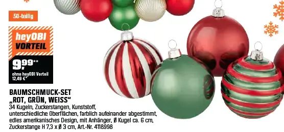 Weihnachtskugel-Set Ø 6 cm 50-teilig im amerikanischen Stil