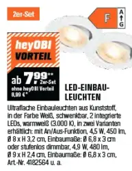 Brilo LED-Einbauleuchten Besi Weiß Ø 8 cm 2er-Set