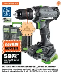 LUX 20 V Akku-Bohrschrauber 1 PowerSystem Mobile Werkstatt inkl. Akku