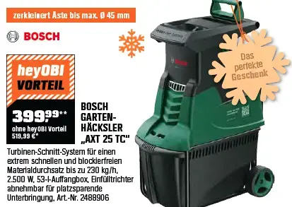 Bosch Gartenhäcksler AXT 25 TC mit Turbinen-Schnitt-System