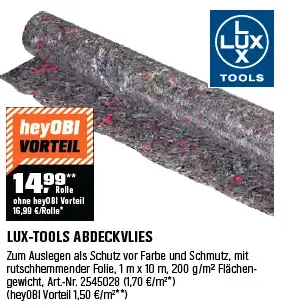 LUX Abdeckvlies 1 m x 10 m