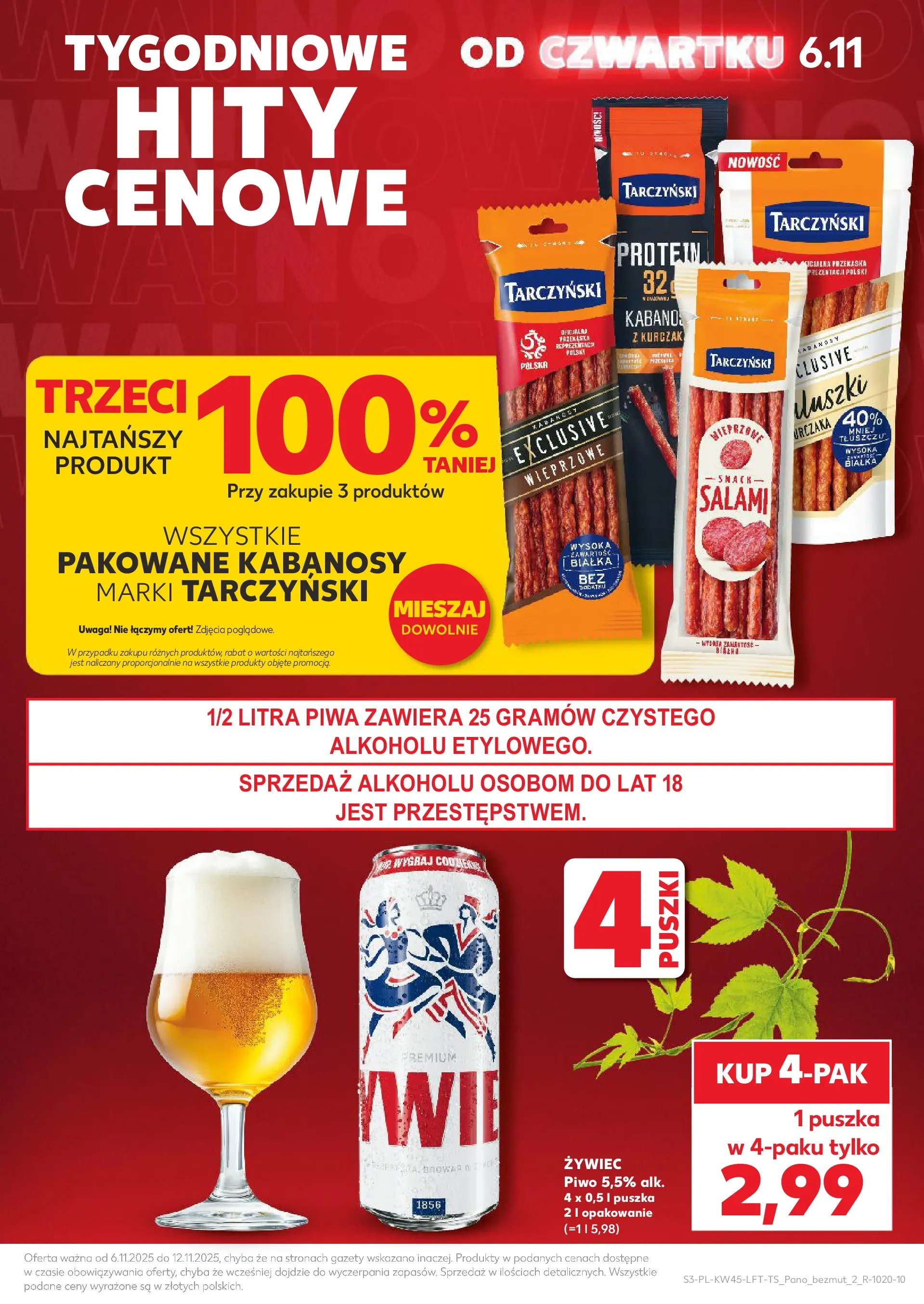 Kaufland gazetka od 06.11.2025 - od jutra PDF | Strona: 3 | Produkty: Kurczak, Kabanosy, Salami, Piwo