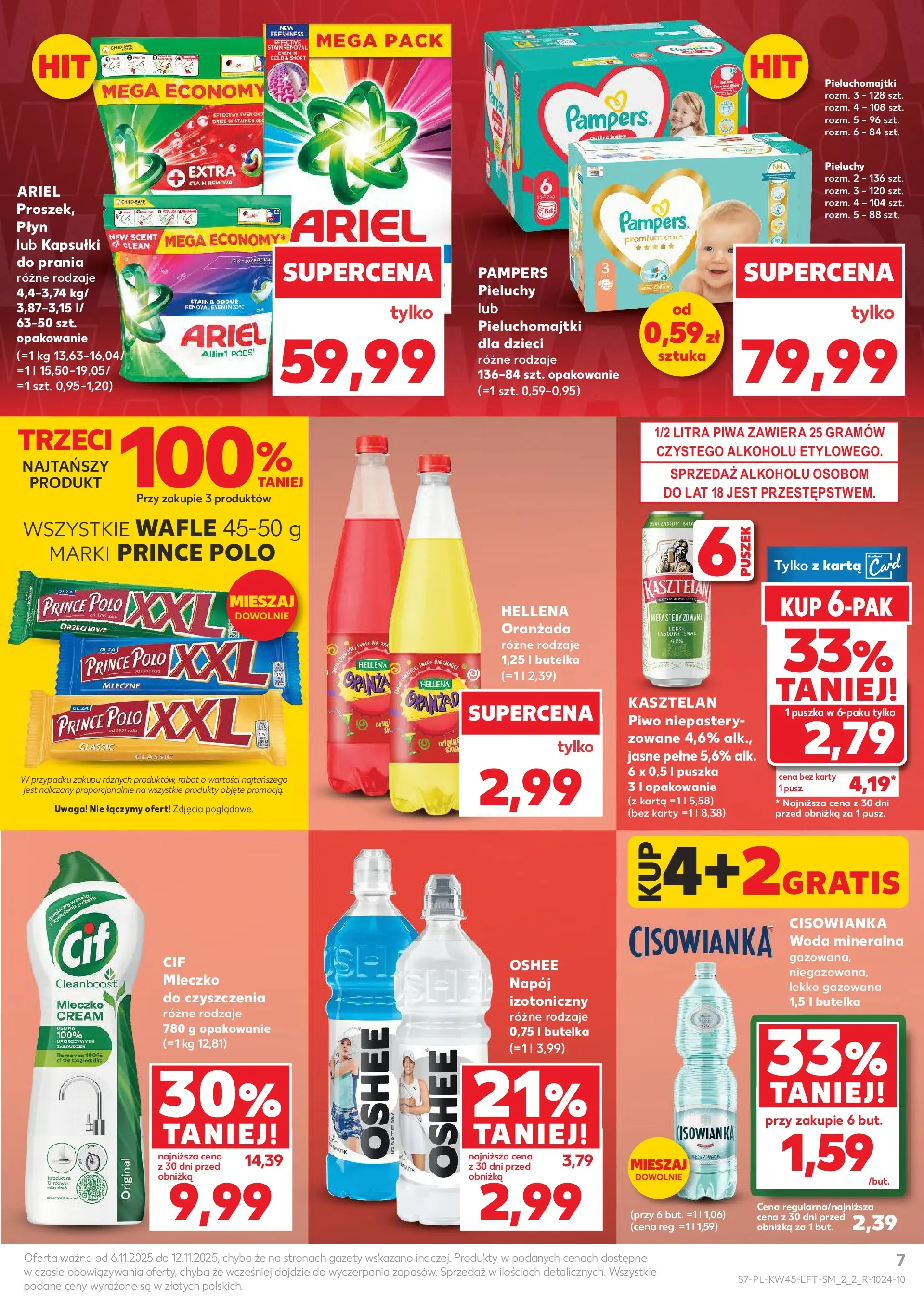 Kaufland gazetka od 06.11.2025 - od jutra PDF | Strona: 7 | Produkty: Karta, Prince polo xxl, Wafle, Ariel