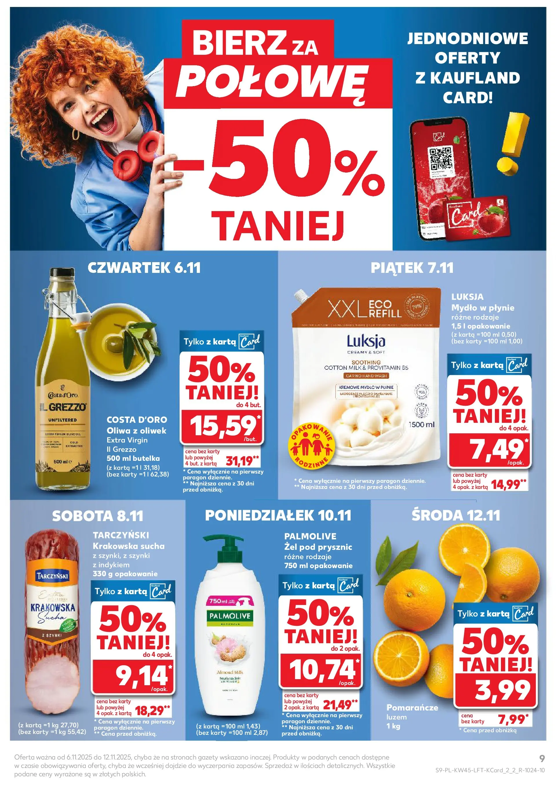 Kaufland gazetka od 06.11.2025 - od jutra PDF | Strona: 9 | Produkty: Karta, Oliwa z oliwek, Prysznic, Mydło