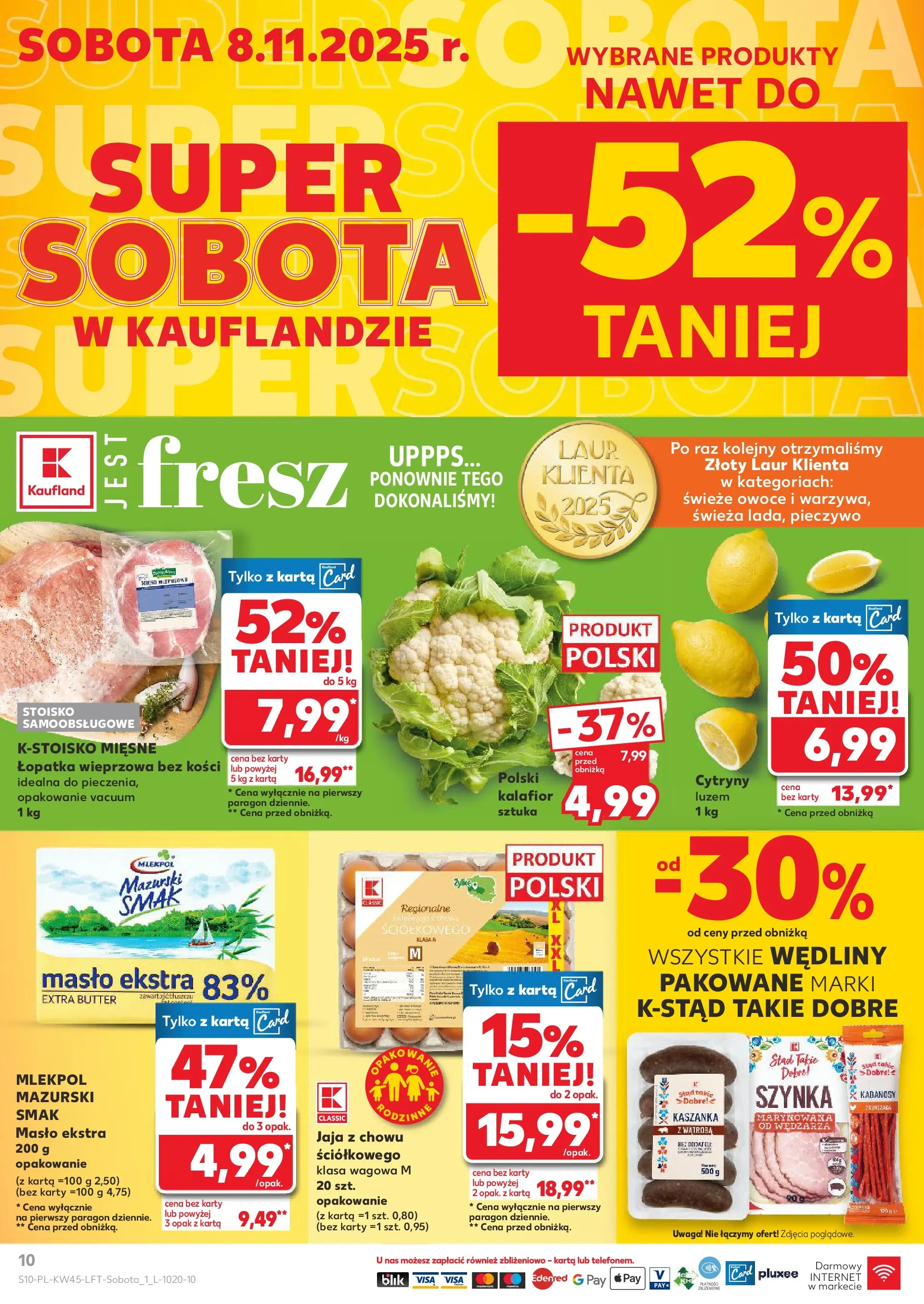 Kaufland gazetka od 06.11.2025 - od jutra PDF | Strona: 10 | Produkty: Kalafior, Kabanosy, Szynka, Owoce
