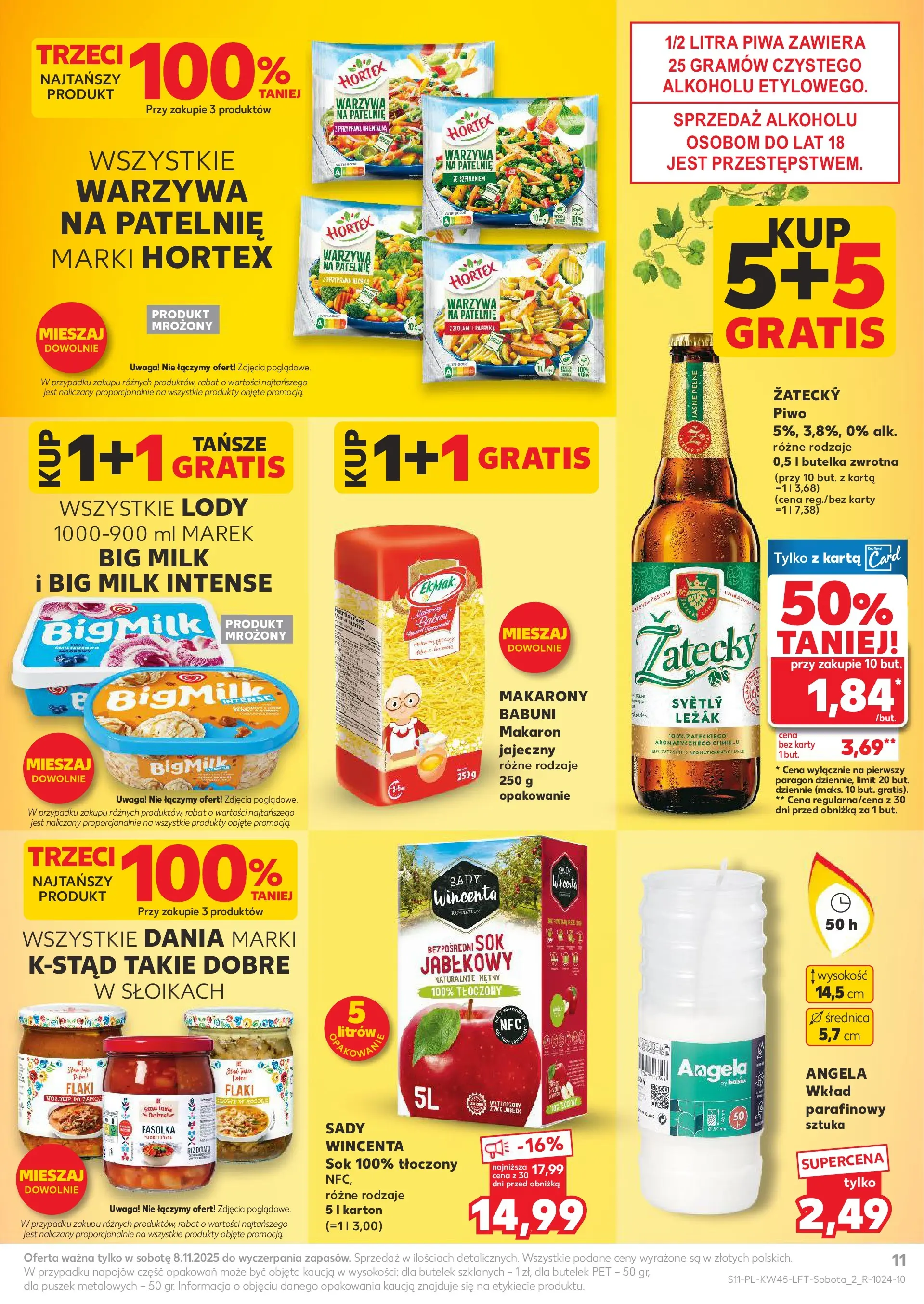 Kaufland gazetka od 06.11.2025 - od jutra PDF | Strona: 11 | Produkty: Sok jabłkowy, Leżak, Big Milk, Makarony