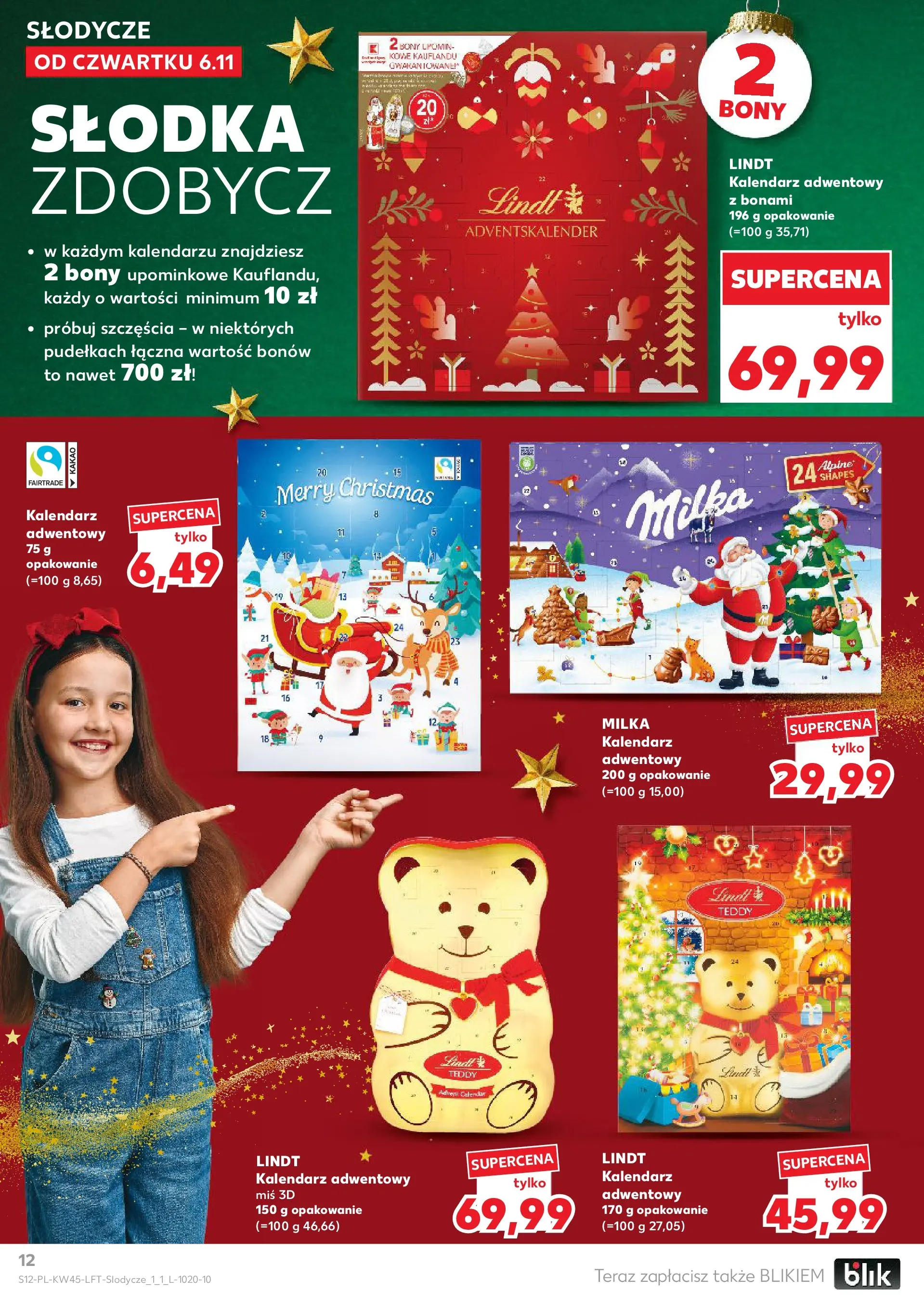 Kaufland gazetka od 06.11.2025 - od jutra PDF | Strona: 12 | Produkty: Słodycze, Kakao, Kalendarz adwentowy, Milka