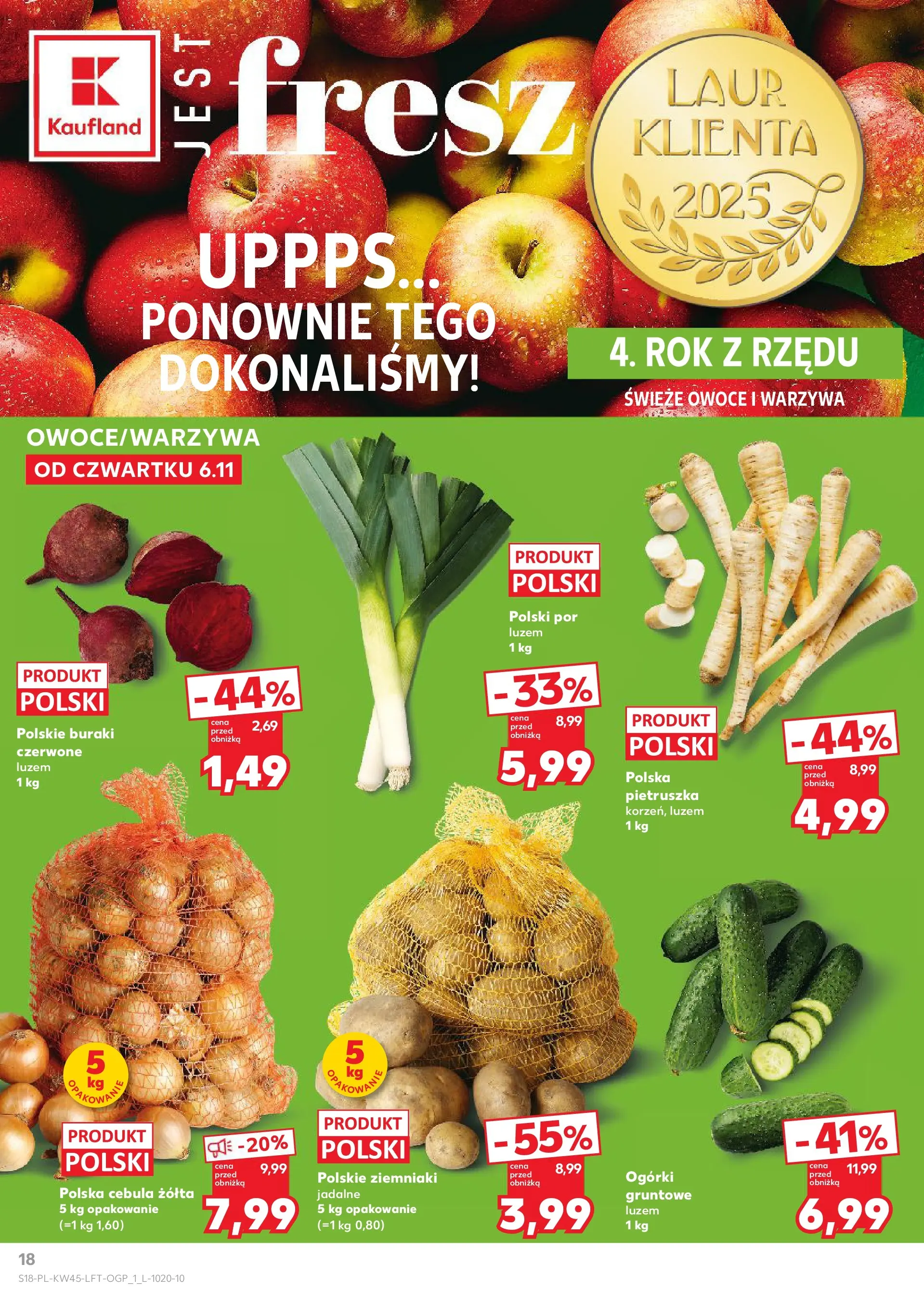 Kaufland gazetka od 06.11.2025 - od jutra PDF | Strona: 18 | Produkty: Pietruszka, Buraki, Por, Owoce