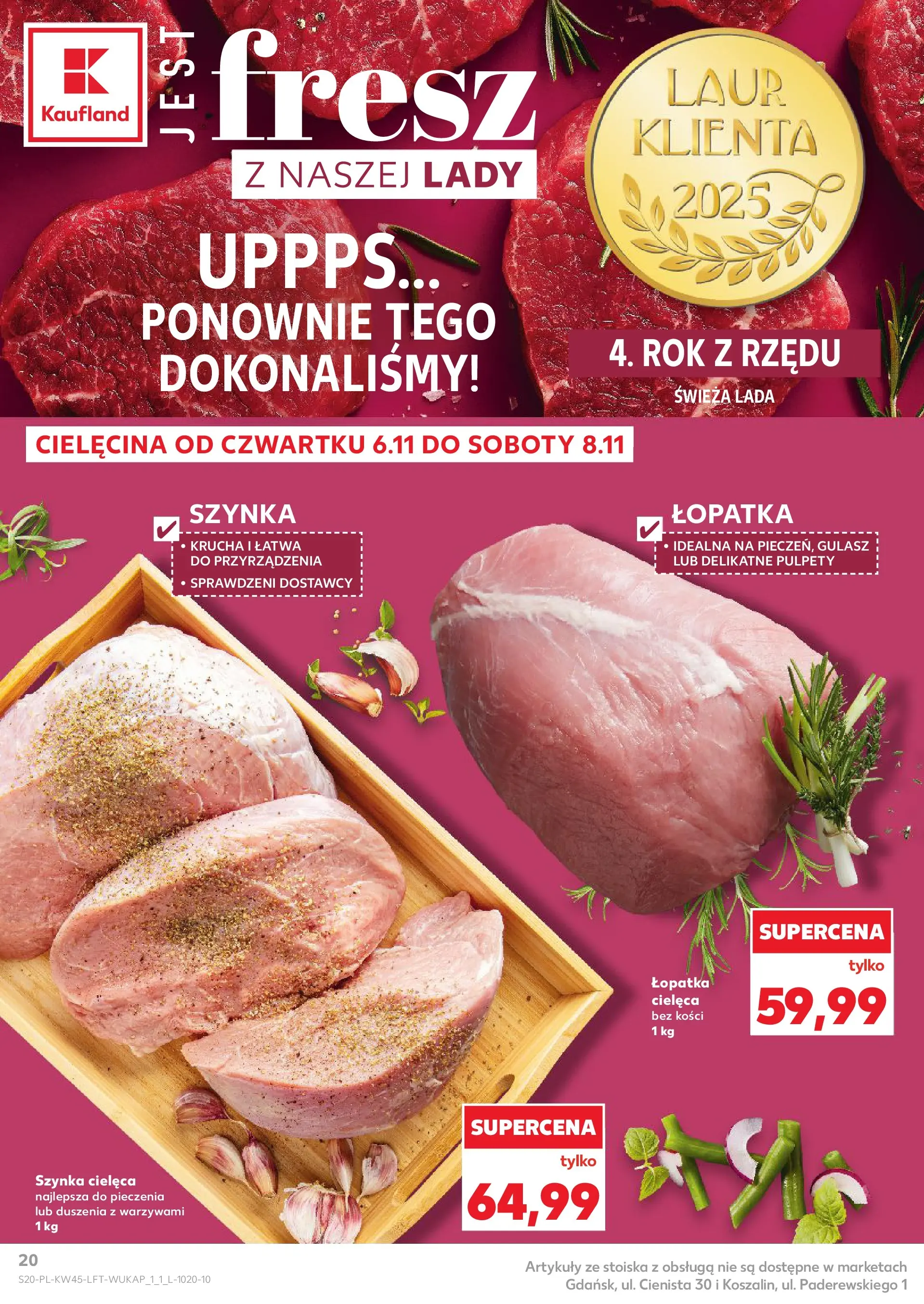 Kaufland gazetka od 06.11.2025 - od jutra PDF | Strona: 20 | Produkty: Szynka, Gulasz