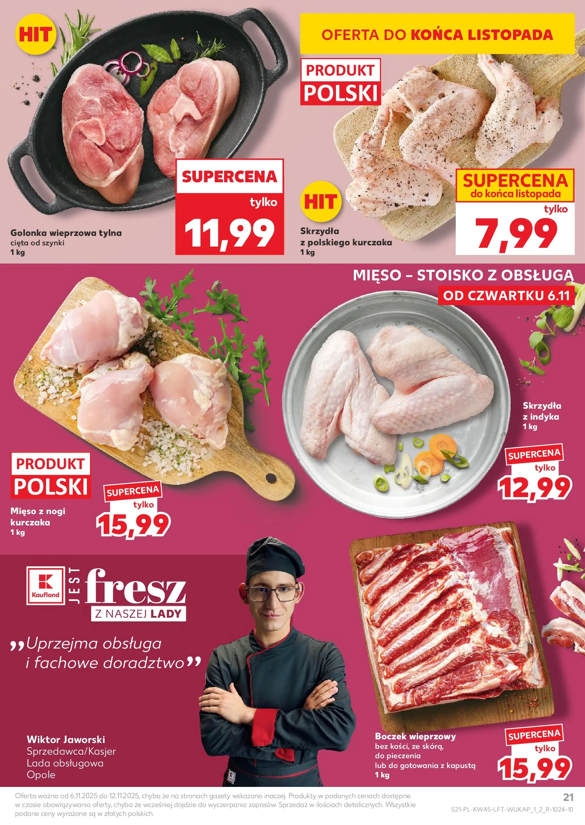 Kaufland gazetka od 06.11.2025 - od jutra PDF | Strona: 21 | Produkty: Kapusta, Mięso, Boczek wieprzowy, Golonka wieprzowa