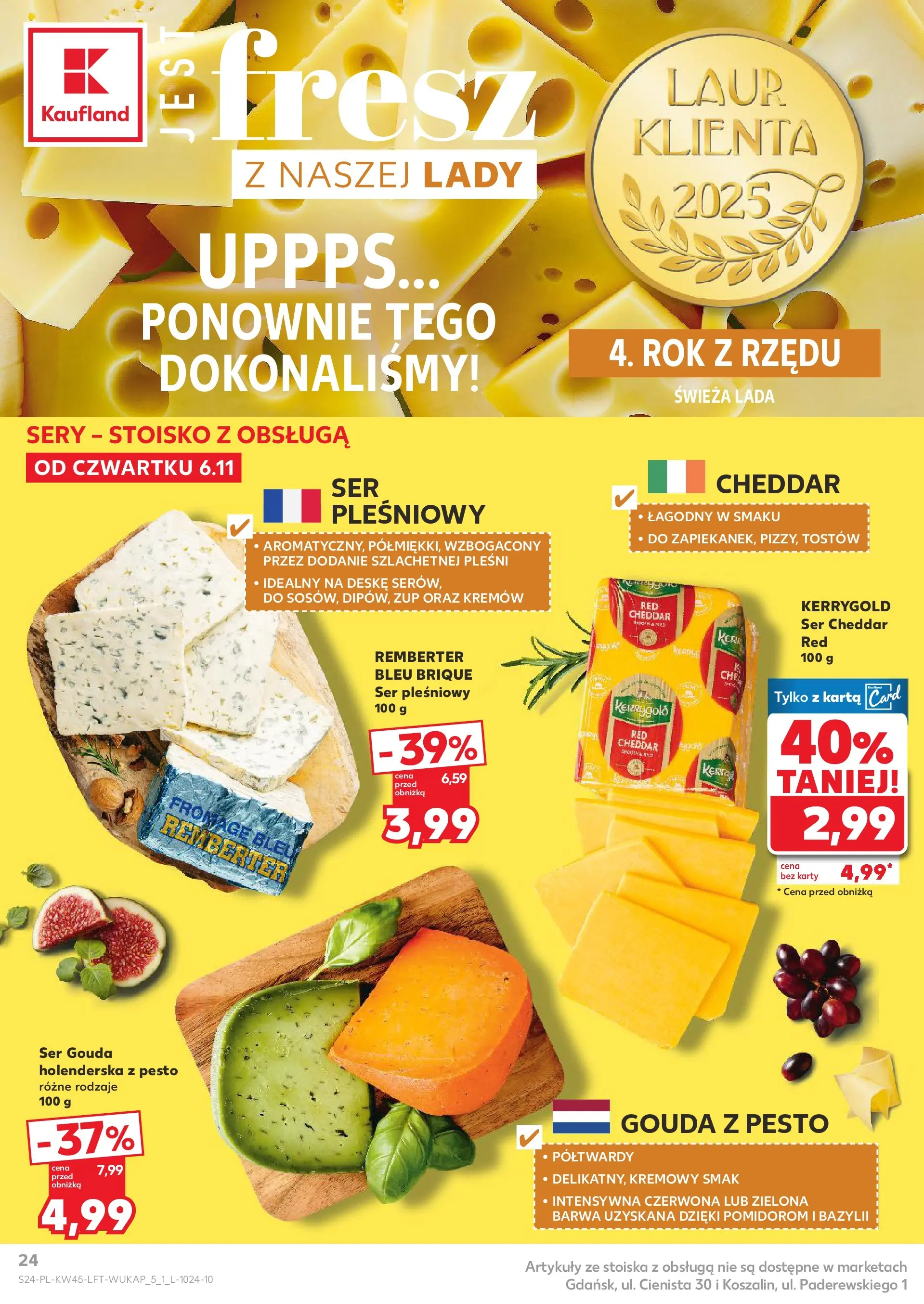 Kaufland gazetka od 06.11.2025 - od jutra PDF | Strona: 24 | Produkty: Karta, Ser, Cheddar, Ser gouda